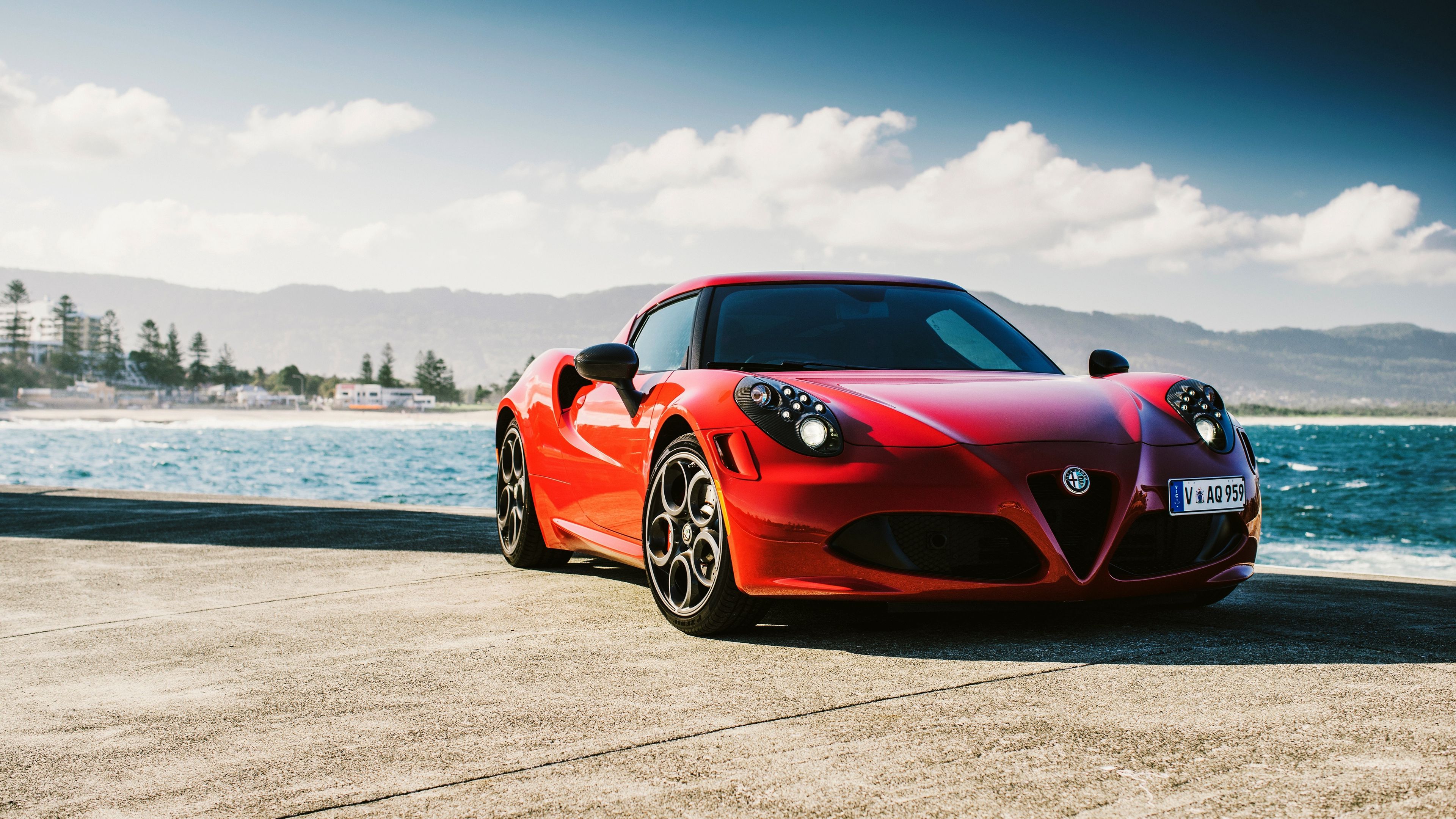 Wallpaper / Alfa Romeo, 4c, Au Spec, Red Side View, 4k Free Download