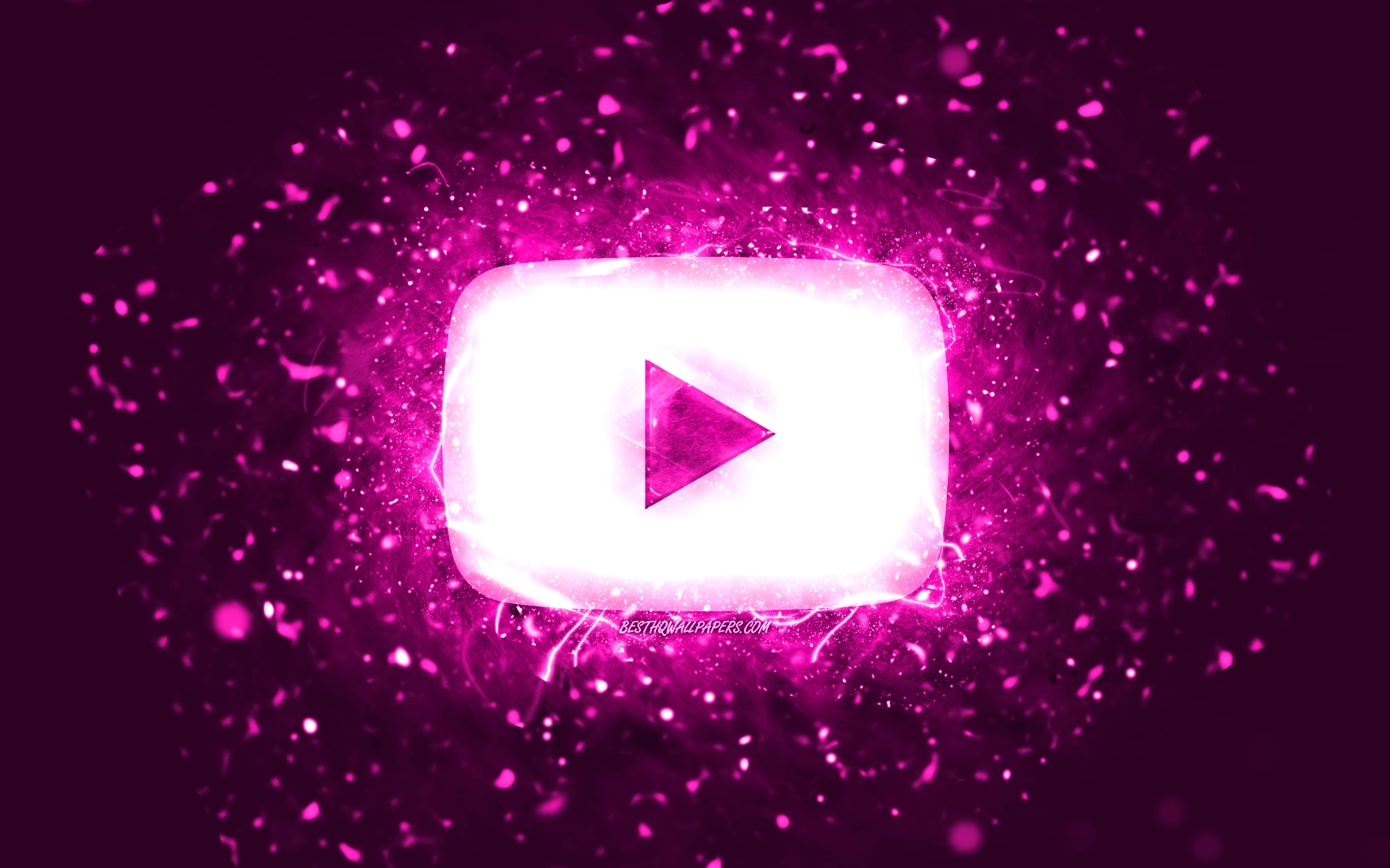 Download wallpaper Youtube purple logo, 4k, purple neon lights, social network, creative, purple abstract background, Youtube logo, Youtube for desktop with resolution 3840x2400. High Quality HD picture wallpaper