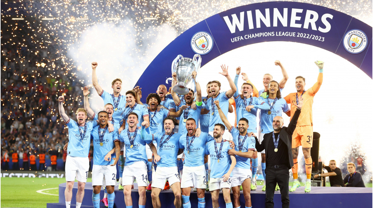 Manchester City win first Champions League title second English club to win treble