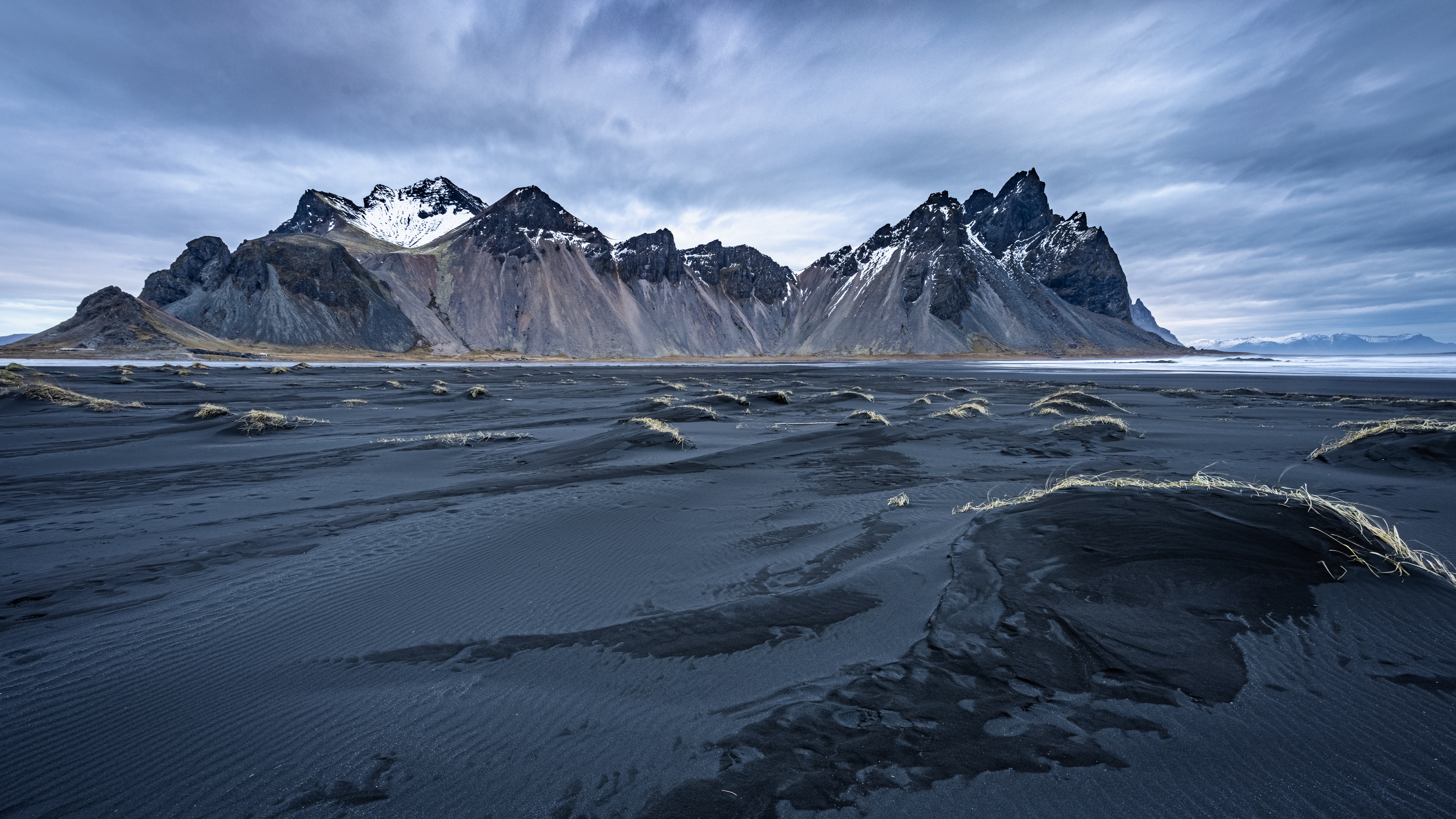 Vestrahorn mountain Wallpaper 4K, Iceland, Snow covered, Nature