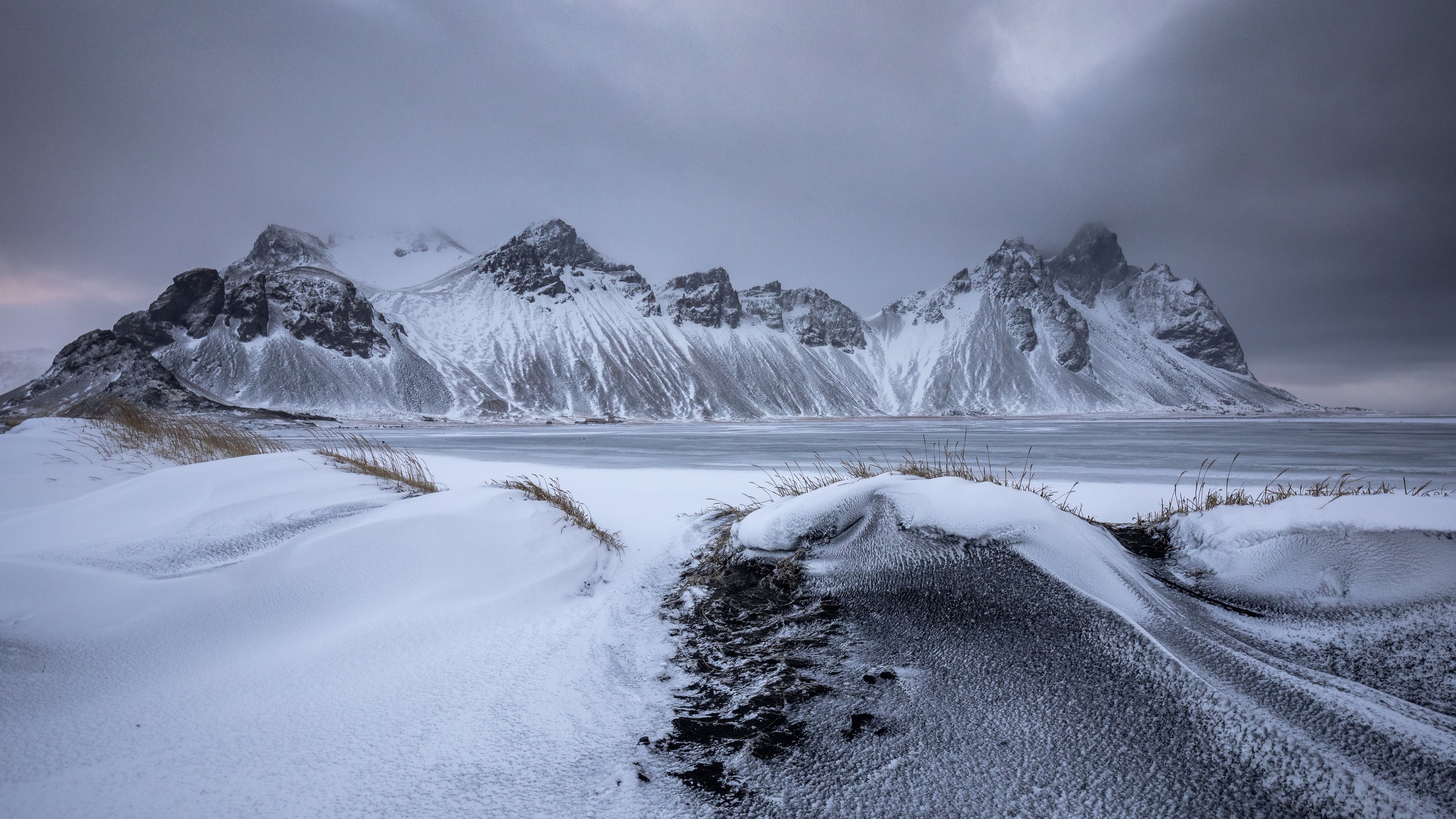 Iceland, Mountain, Winter 4k Gallery HD Wallpaper
