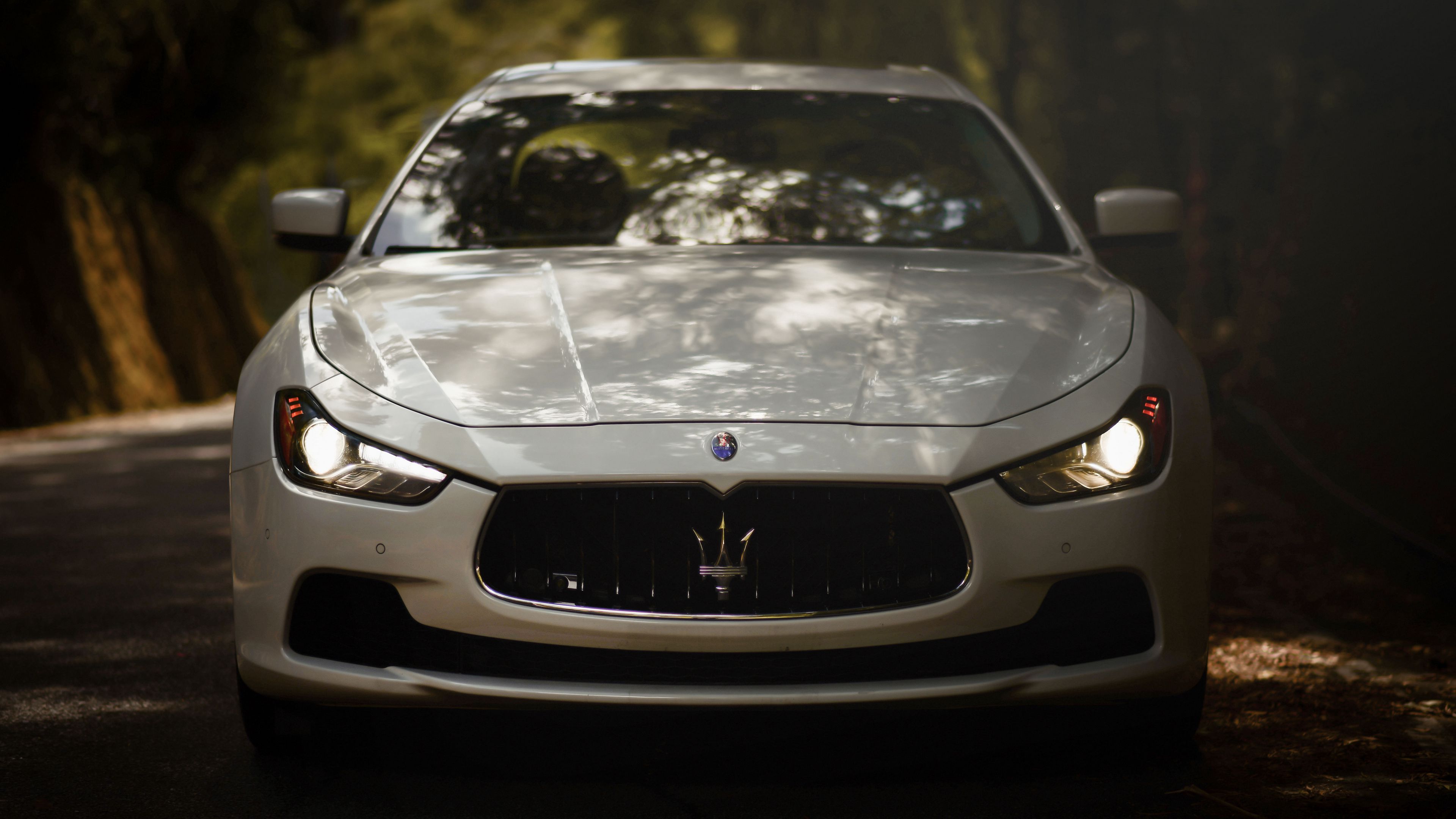 Wallpaper / maserati ghibli, maserati, car, white, sportscar, front view, 4k free download