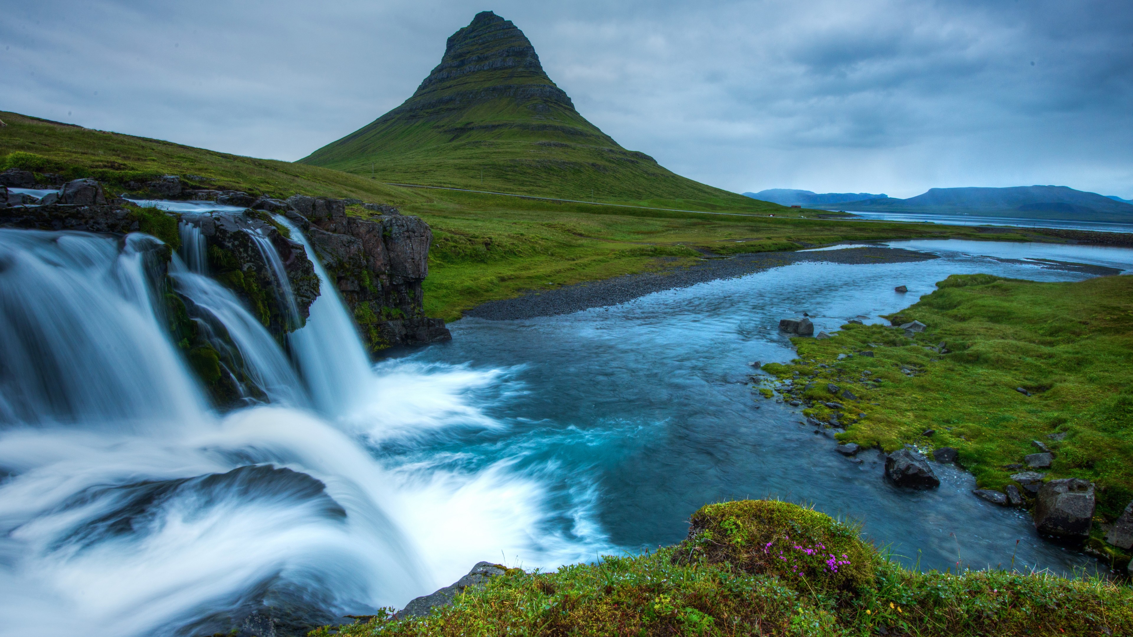 Wallpaper / Snæfellsnes, 4K, 4k wallpaper, Iceland, waterfall, hills, river, free download