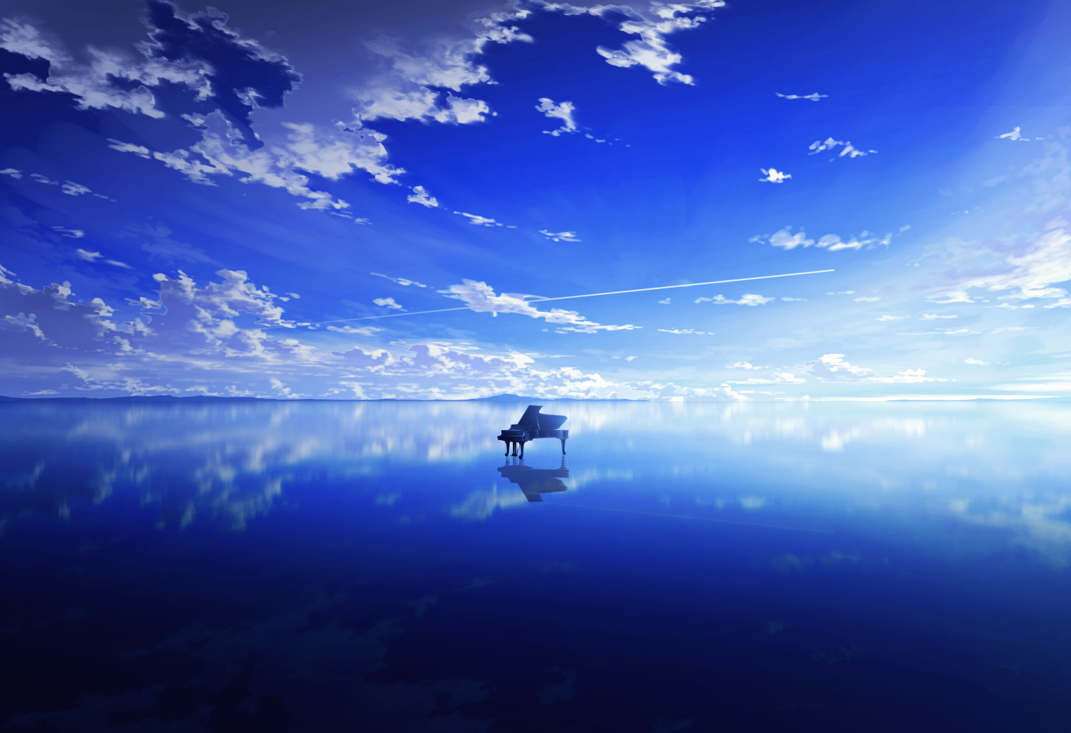 Wallpaper Boat on Calm Water Under Blue Sky During Daytime, Background Free Image