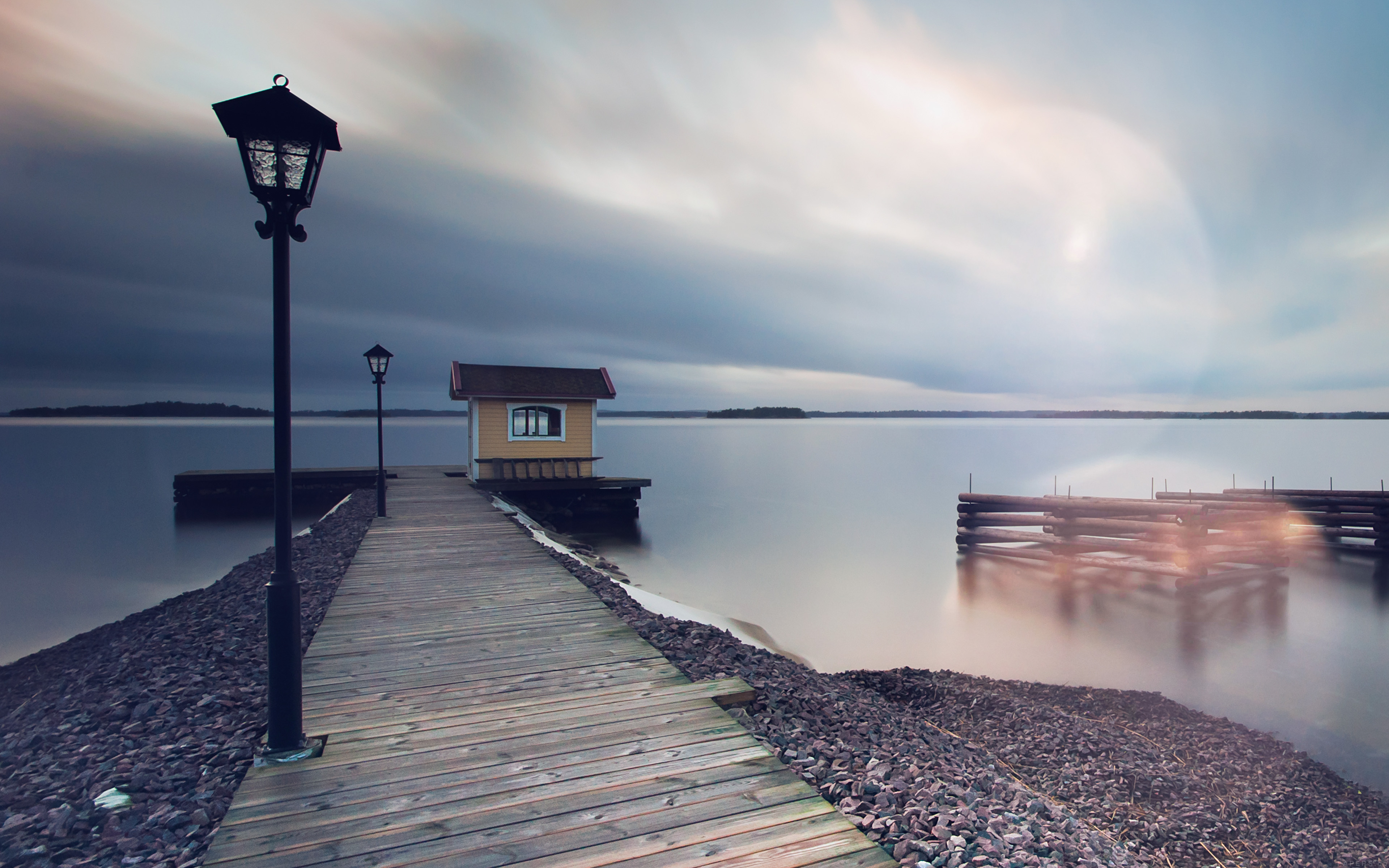 Lake Calm Nature Beautiful Sea Water Road Wallpaper