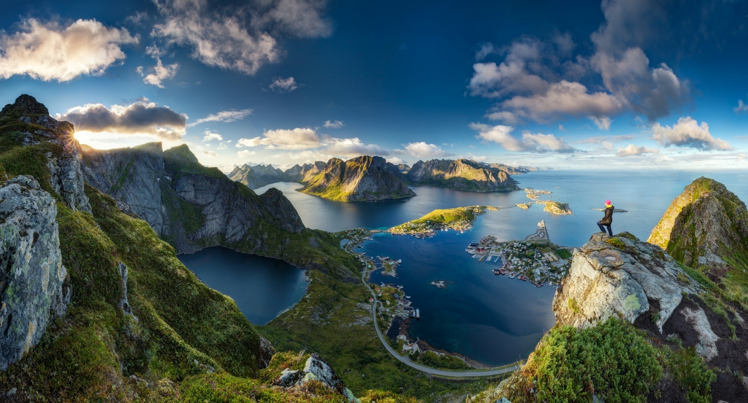 Norway, summer, clouds, cityscape, landscape, mountains, city, sunset, fjord, nature, photography, panorama Gallery HD Wallpaper