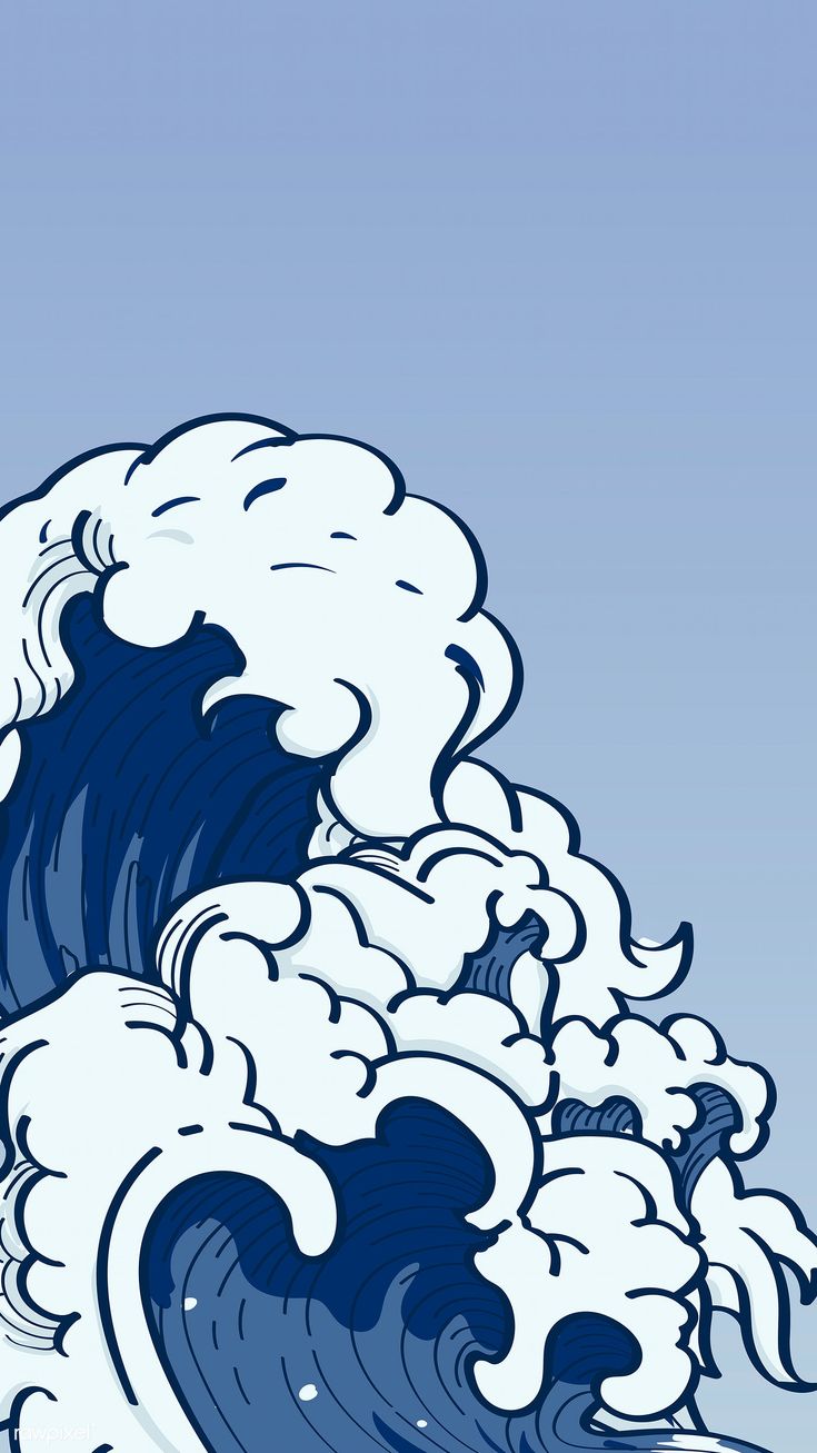 Blue Japanese wave background vector. premium image / Niwat. Waves wallpaper, Japanese art, Japanese waves