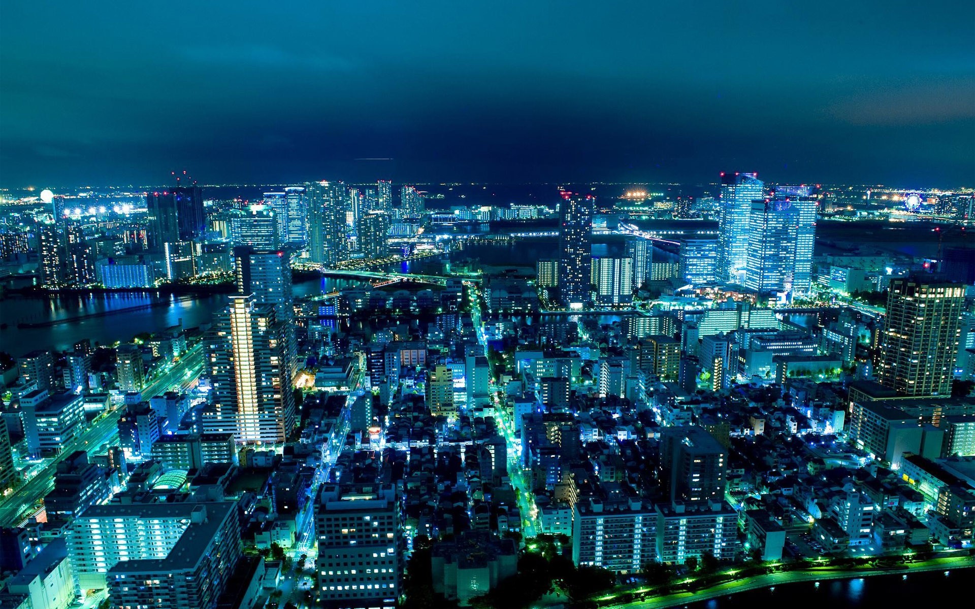 city lights, blue, Japan, night, cityscape Gallery HD Wallpaper