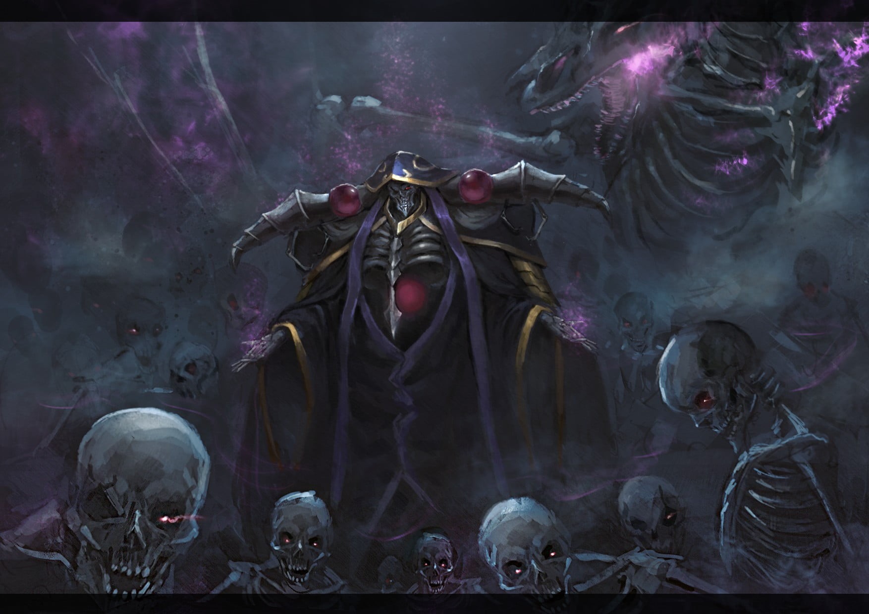 Wallpaper / 720P, no people, skeleton, spirituality, celebration, spooky, red eyes, digital, art and craft, belief, Ainz Ooal Gown, architecture, representation, building free download