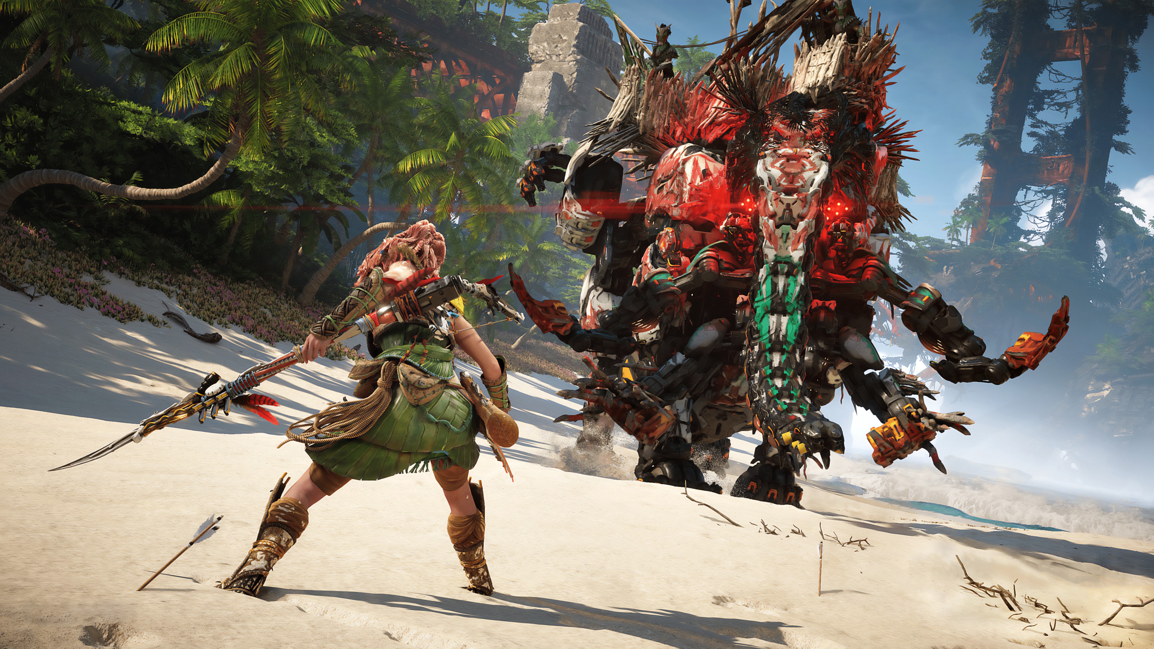 4K, 4K, horizon forbidden west, guerrilla games, robot, Aloy (Horizon: Zero Dawn), Horizon II: Forbidden West Gallery HD Wallpaper