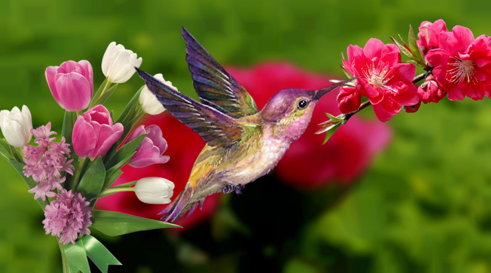 spring flowers and birds wallpaper