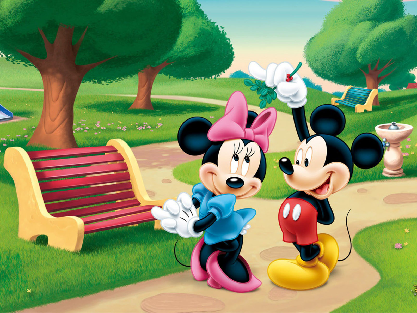 Mickey Mouse And Minnie Mouse In The Park Desktop Wallpaper HD, Wallpaper13.com