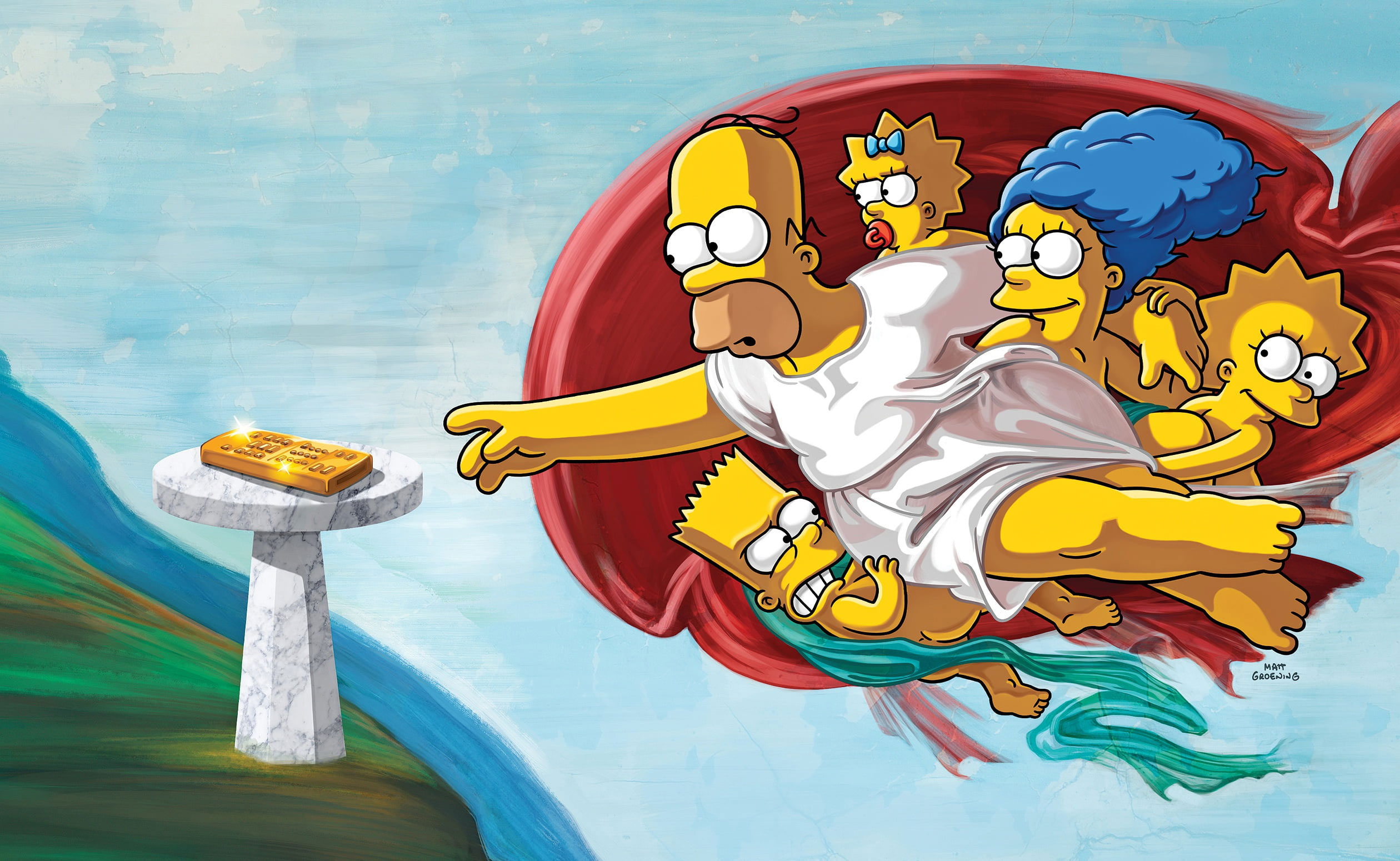 Wallpaper The Simpsons, Humor, Cartoon, Artwork, Tv Remote