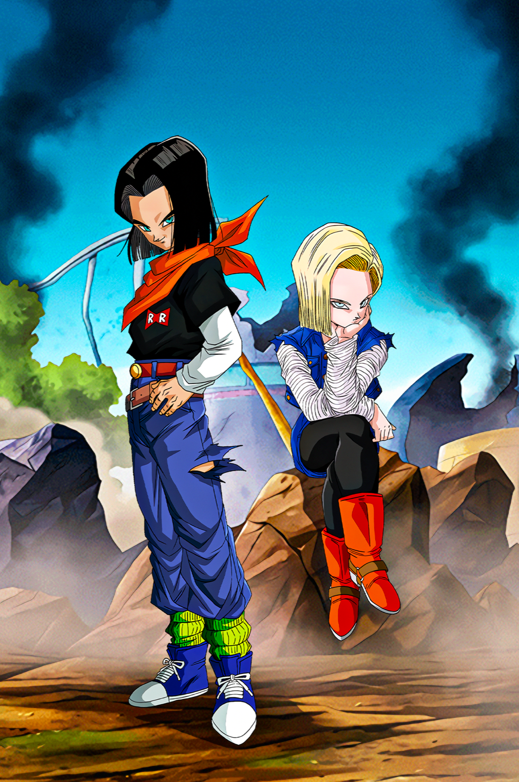 Dragon Ball Poster Androids 17 and 18 Waiting 12inx18in Free Shipping