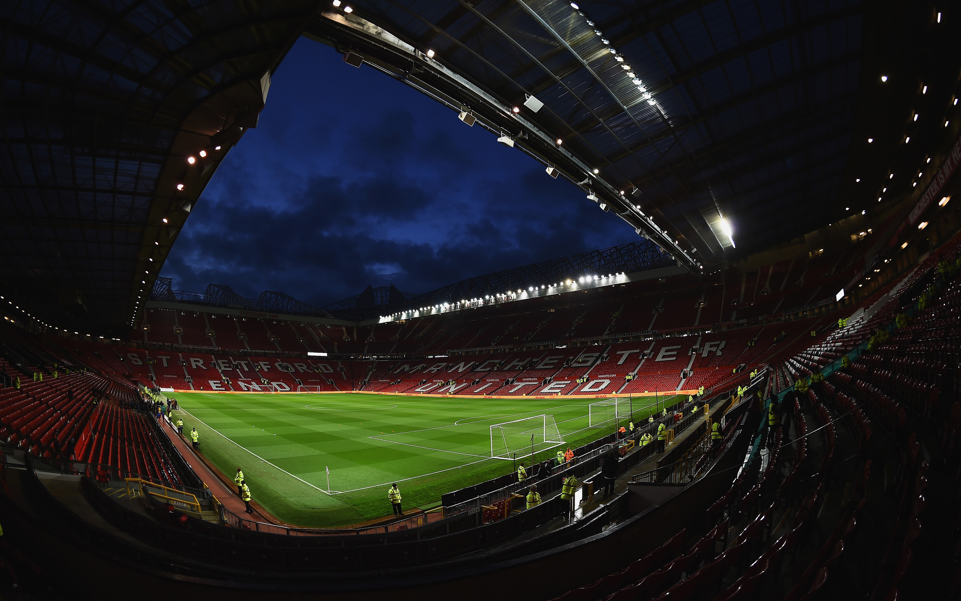 Download wallpaper 4k, Old Trafford, football stadium, Manchester United, England, Premier League, MU stadium for desktop with resolution 3840x2400. High Quality HD picture wallpaper