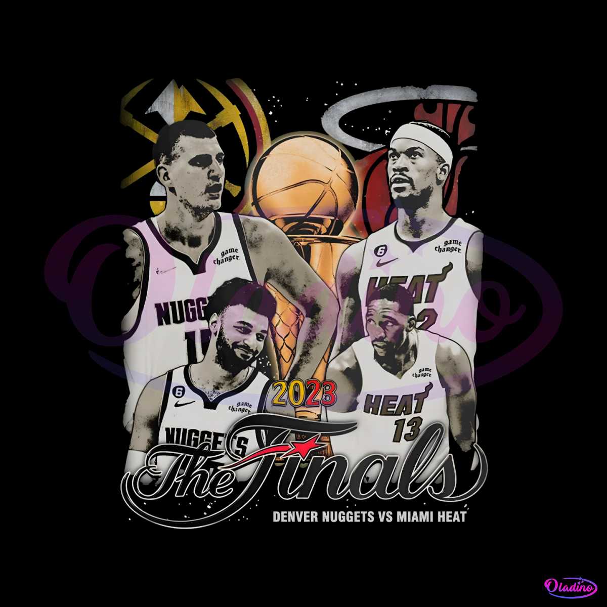 Vintage 2023 NBA Finals Miami Heat And Denver Nuggets Basketball PNG