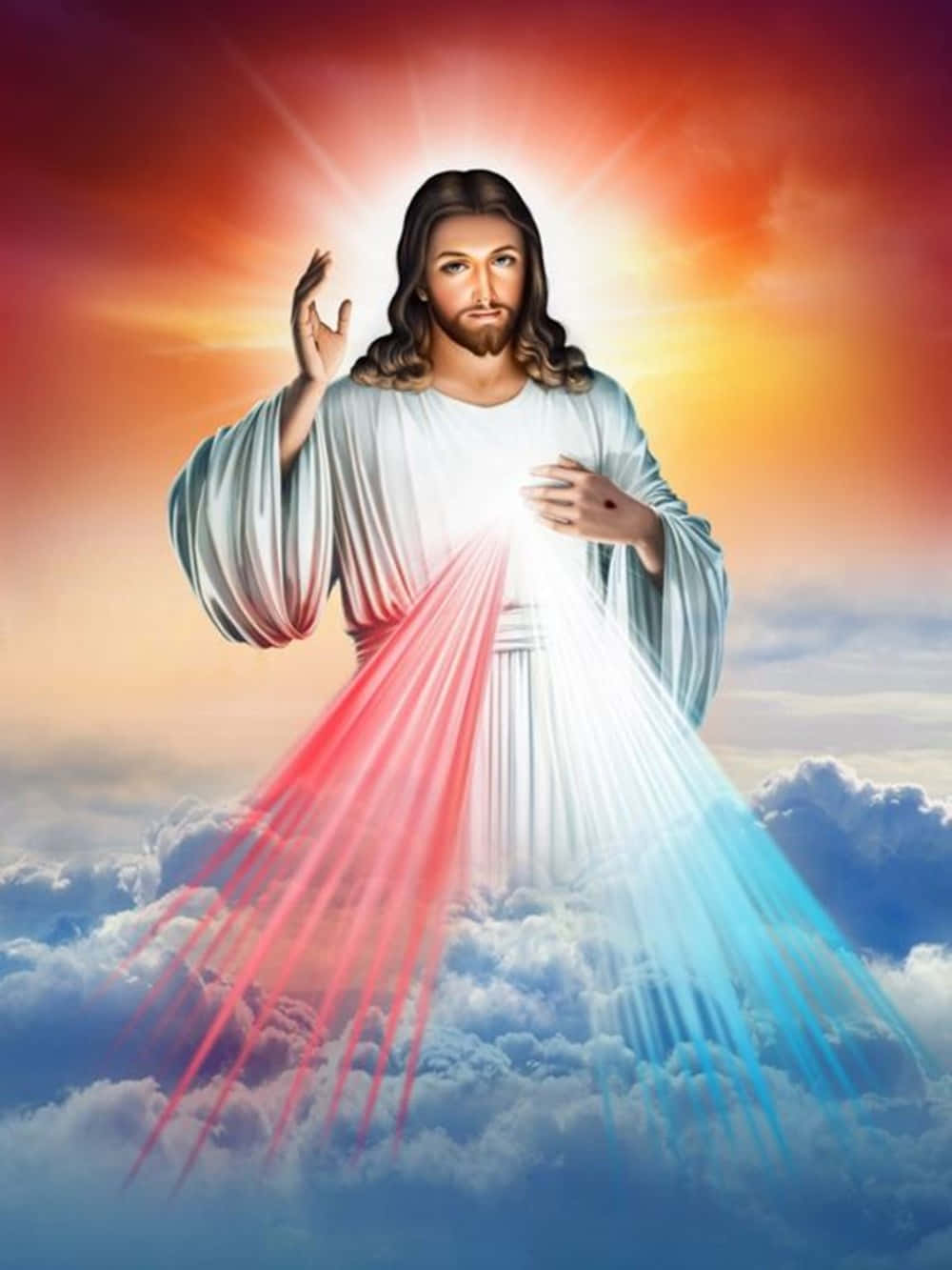 Download Sacred Heart Of Jesus In Heaven Mercy Light Wallpaper