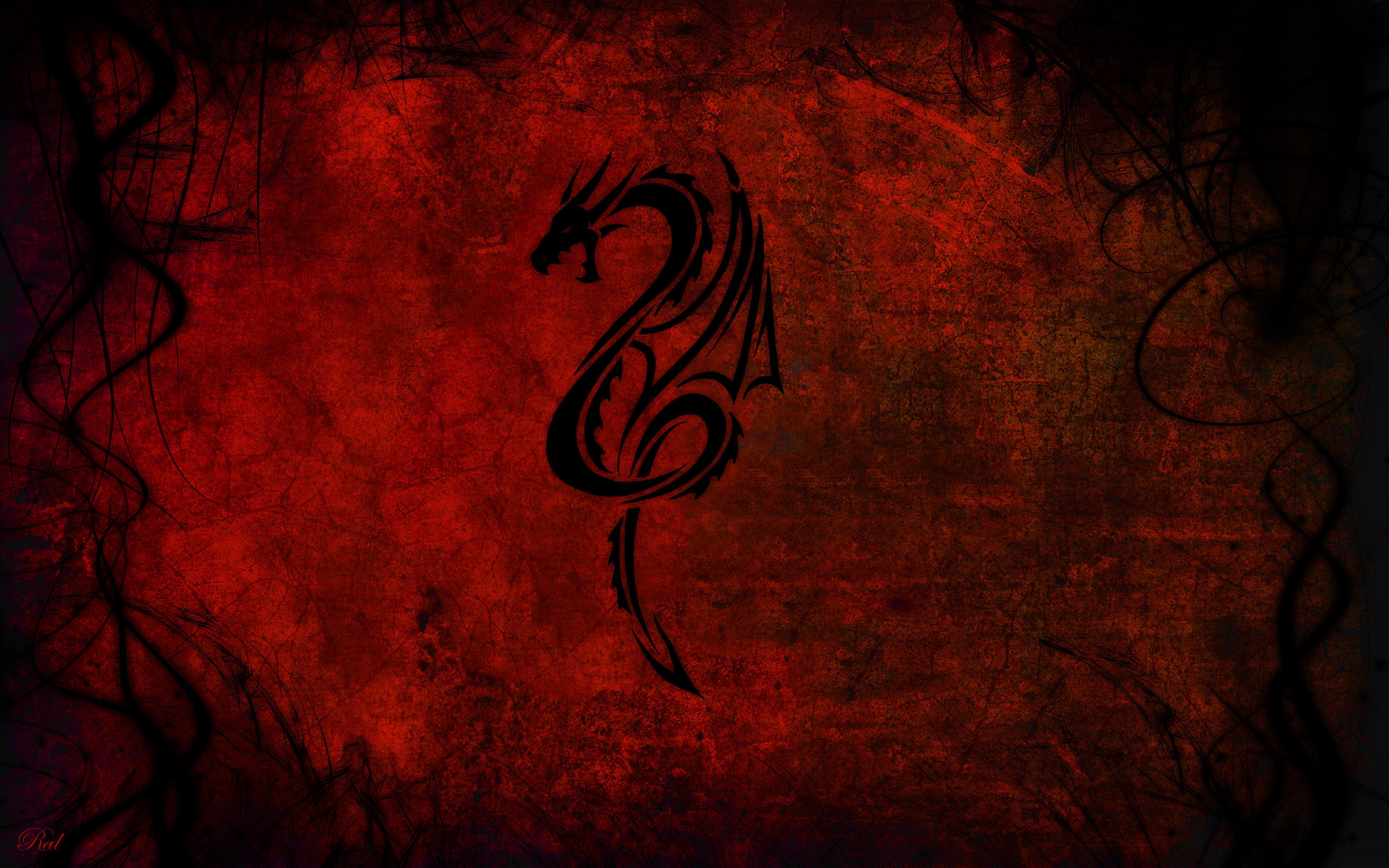 Wallpaper Black and Red Dragon Illustration, Background Free Image