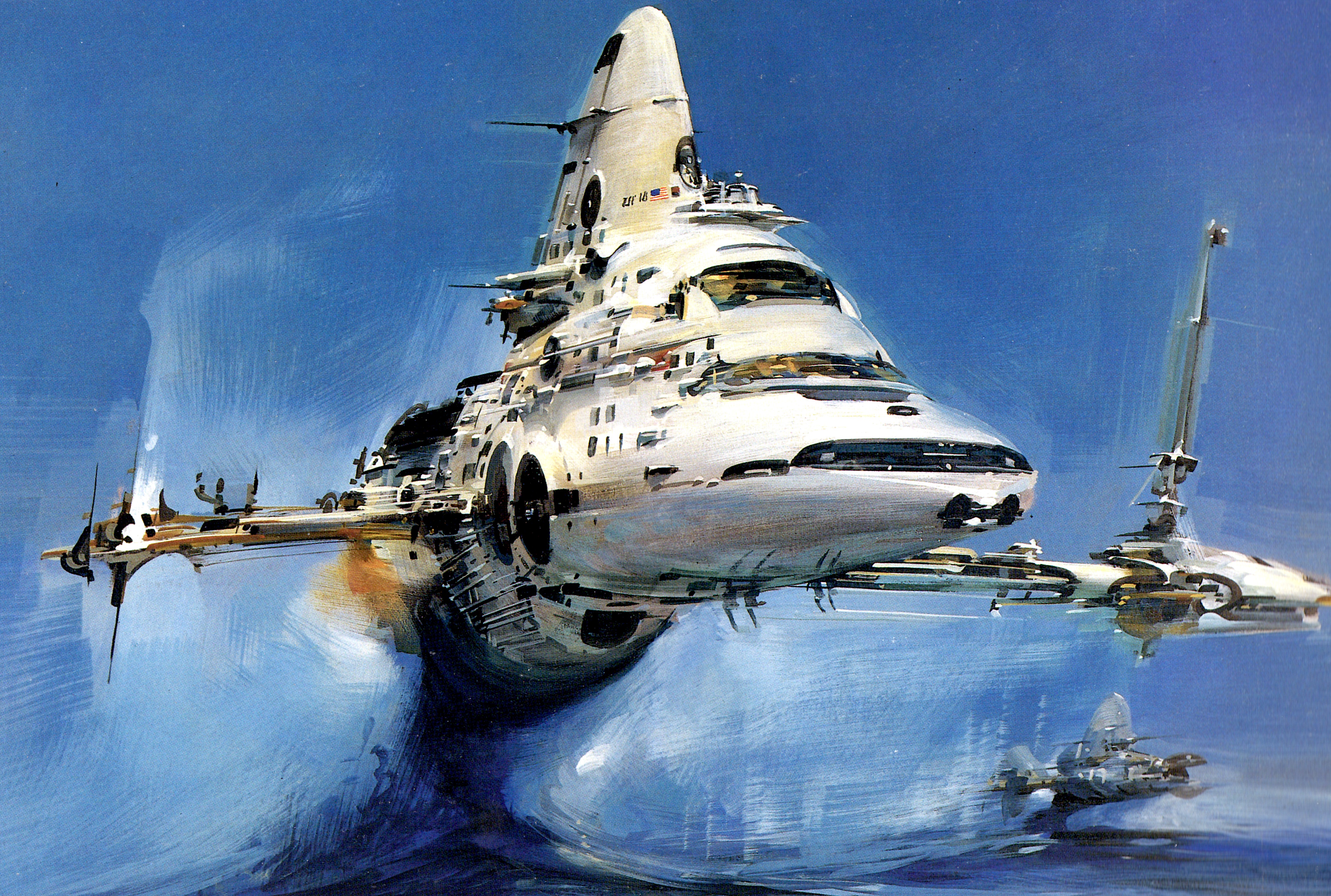 Sci Fi Voyage: 4K Ultra HD Spaceship Wallpaper By John Berkey
