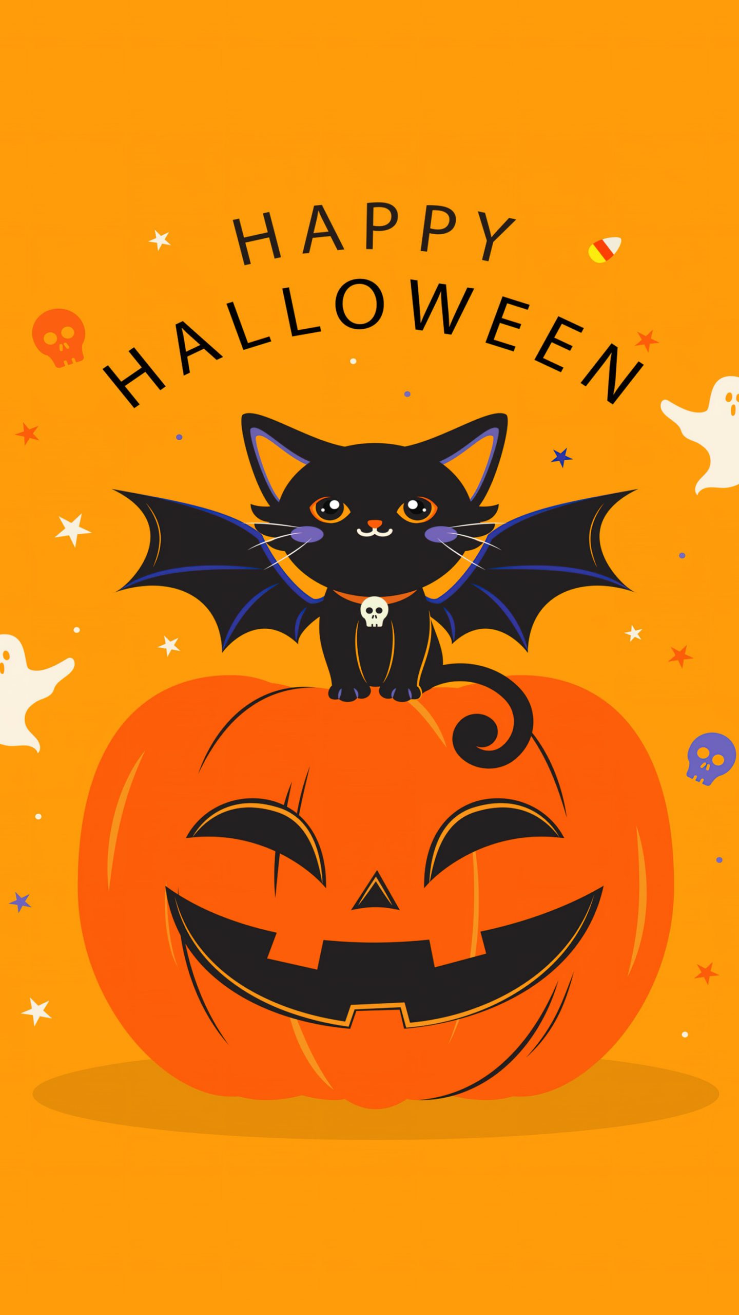 Happy Halloween Wallpaper 4K, Yellow