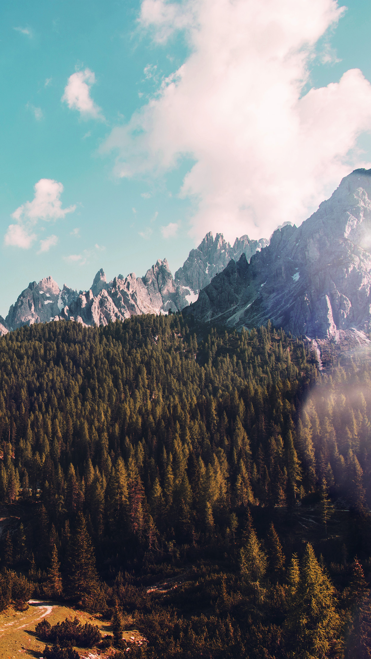 Mountain Wood Summer Blue Sky Flare