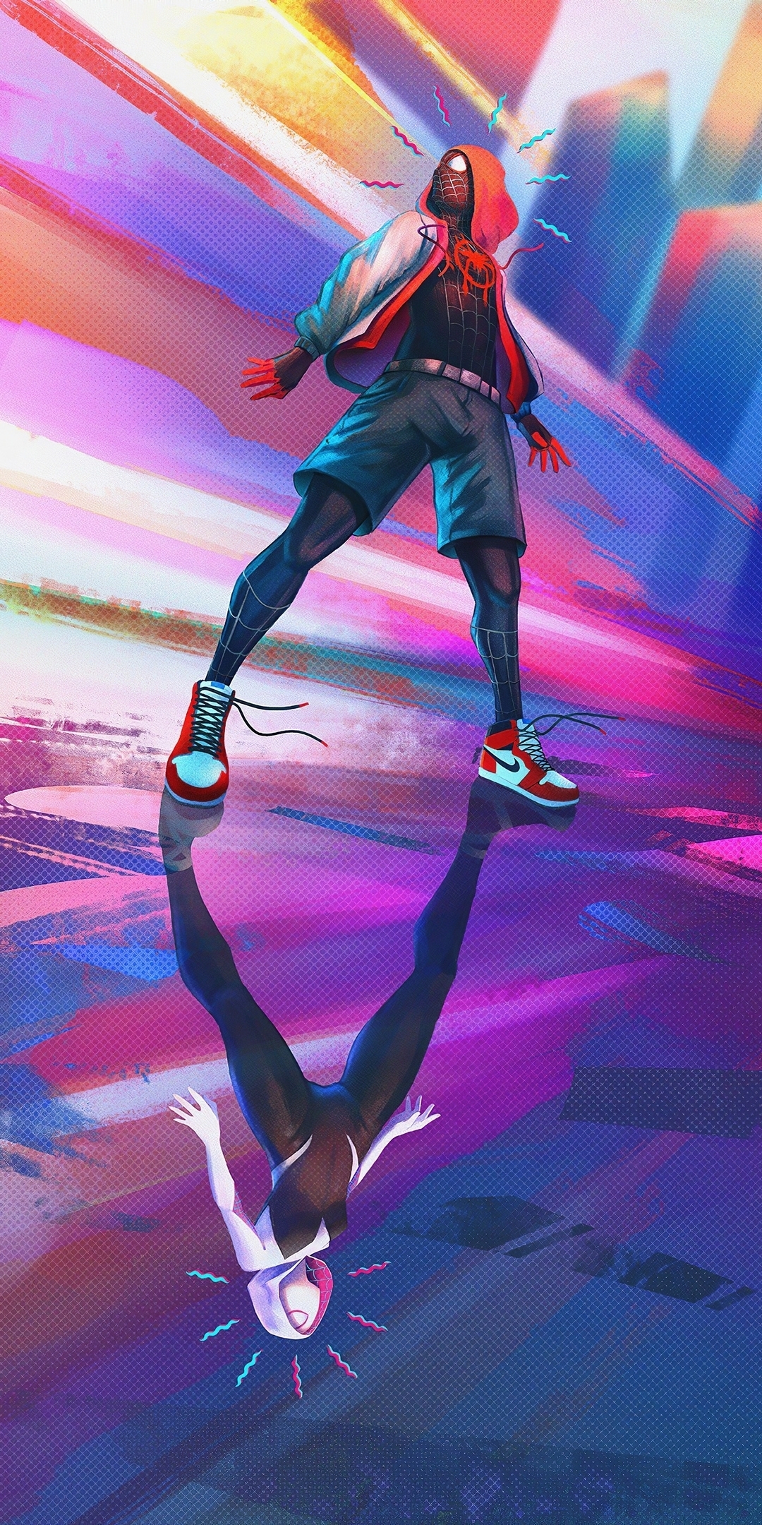 Wallpaper Spider Man Into The Spider Verse, Spider Man, Gwen Stacy, Marvels Spider Man Miles Morales, Miles Morales, Background Free Image