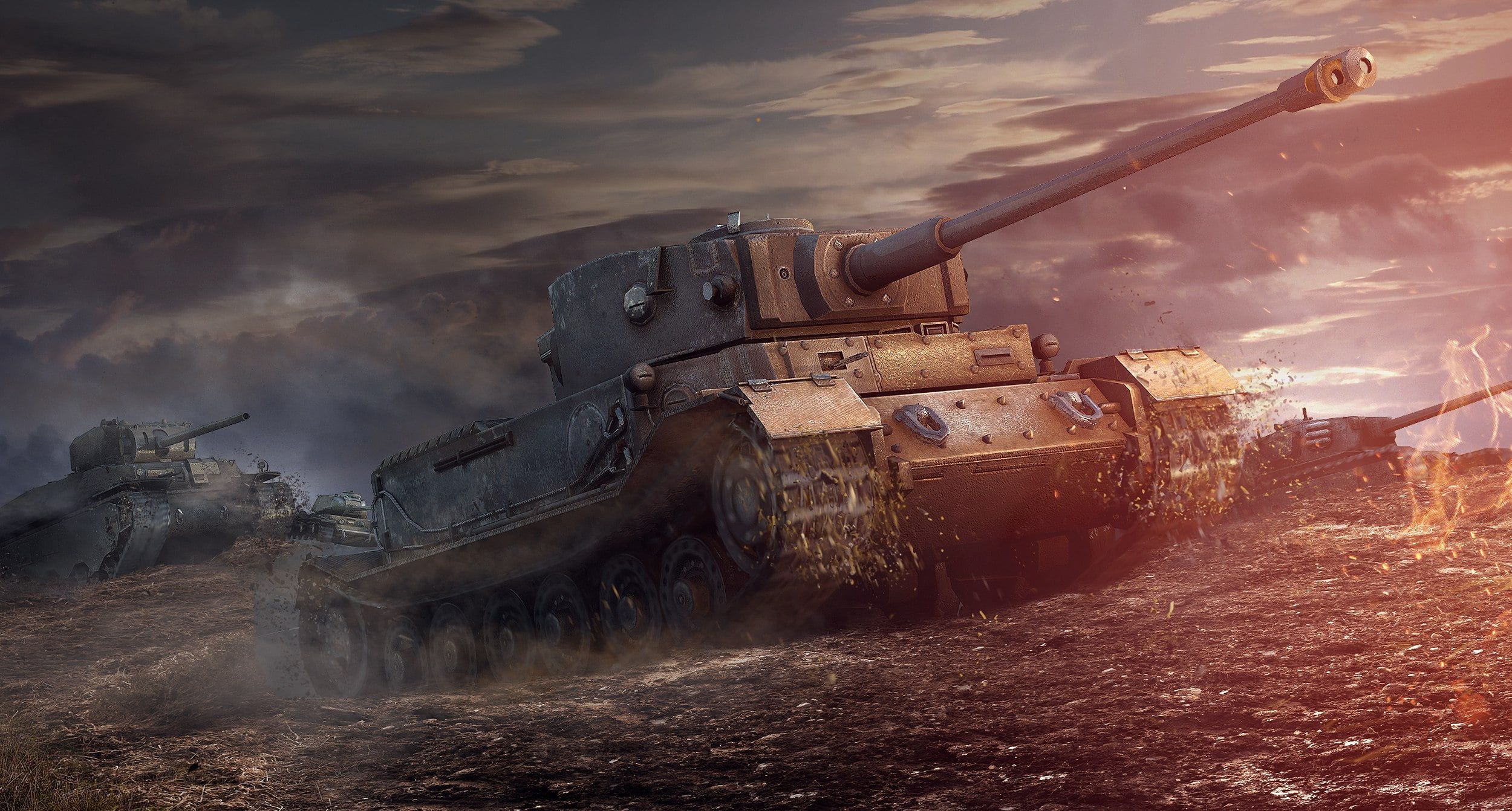 brown battle tank digital wallpaper