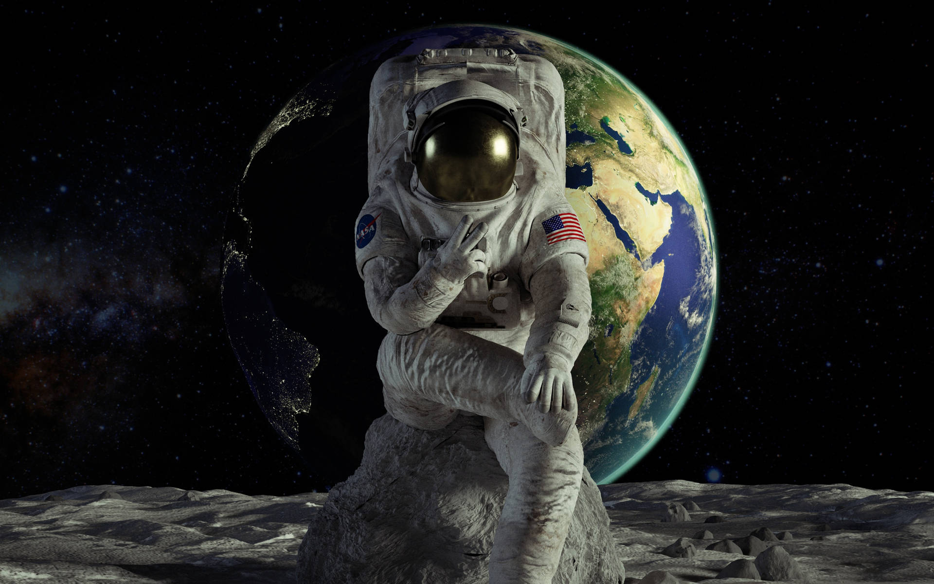 Download Cool NASA Astronaut On Moon