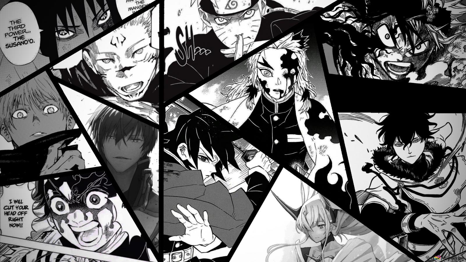 white comic sketch of famous anime