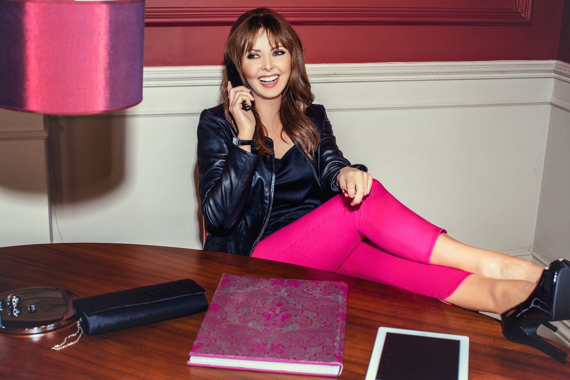 Carol Vorderman modeling her collection