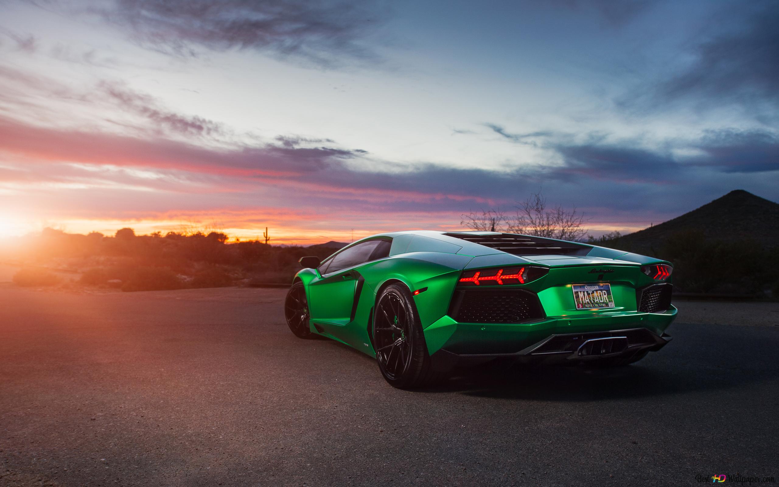 Green lamborghini aventador 4K