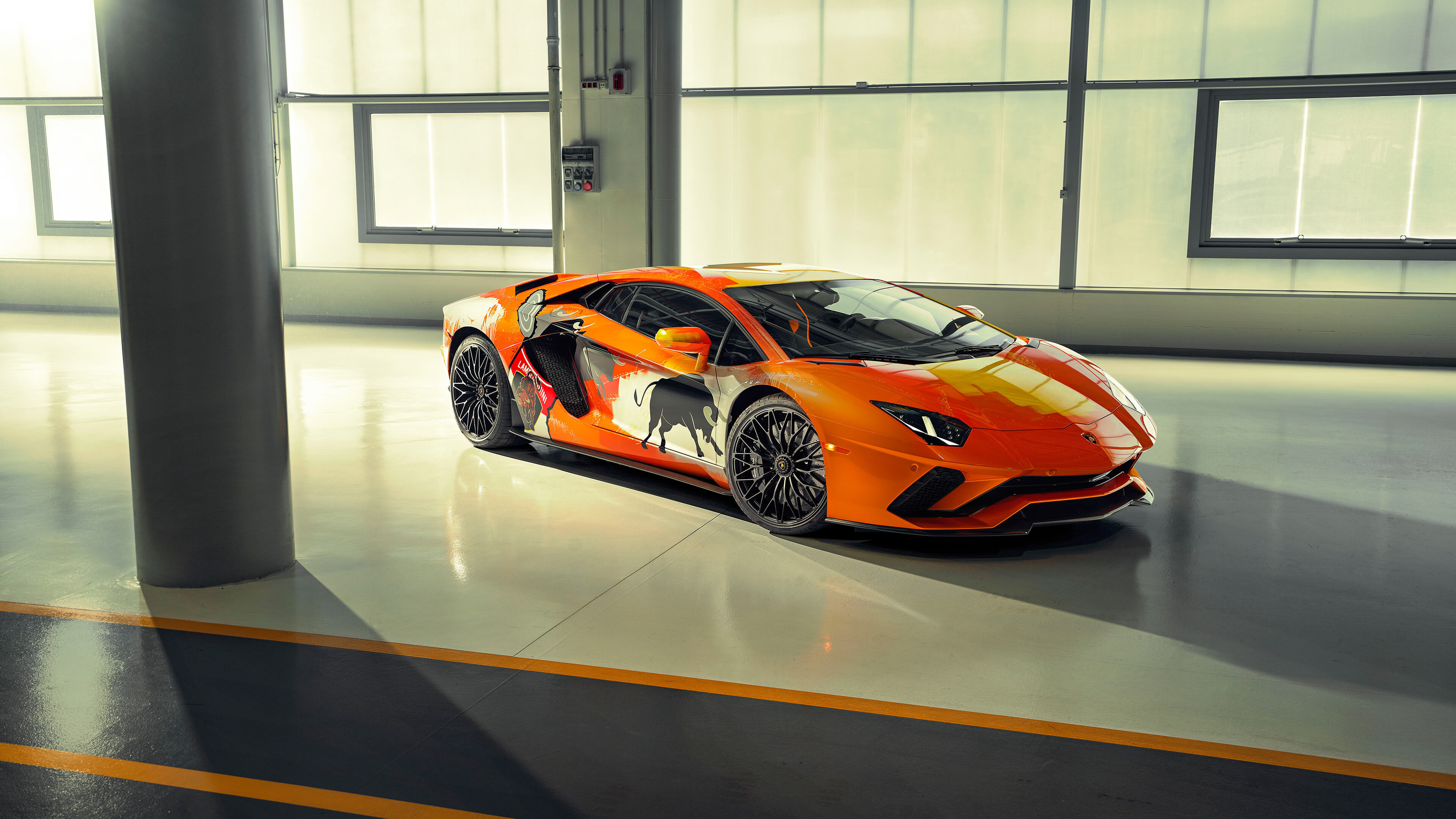 Lamborghini Aventador S Orange UHD 4K