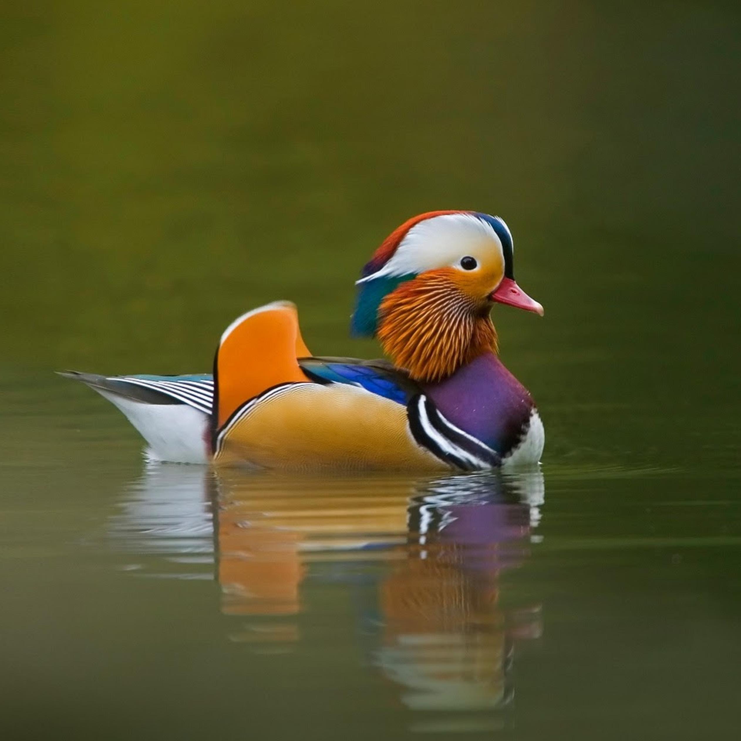 An awesome colored duck on the lake
