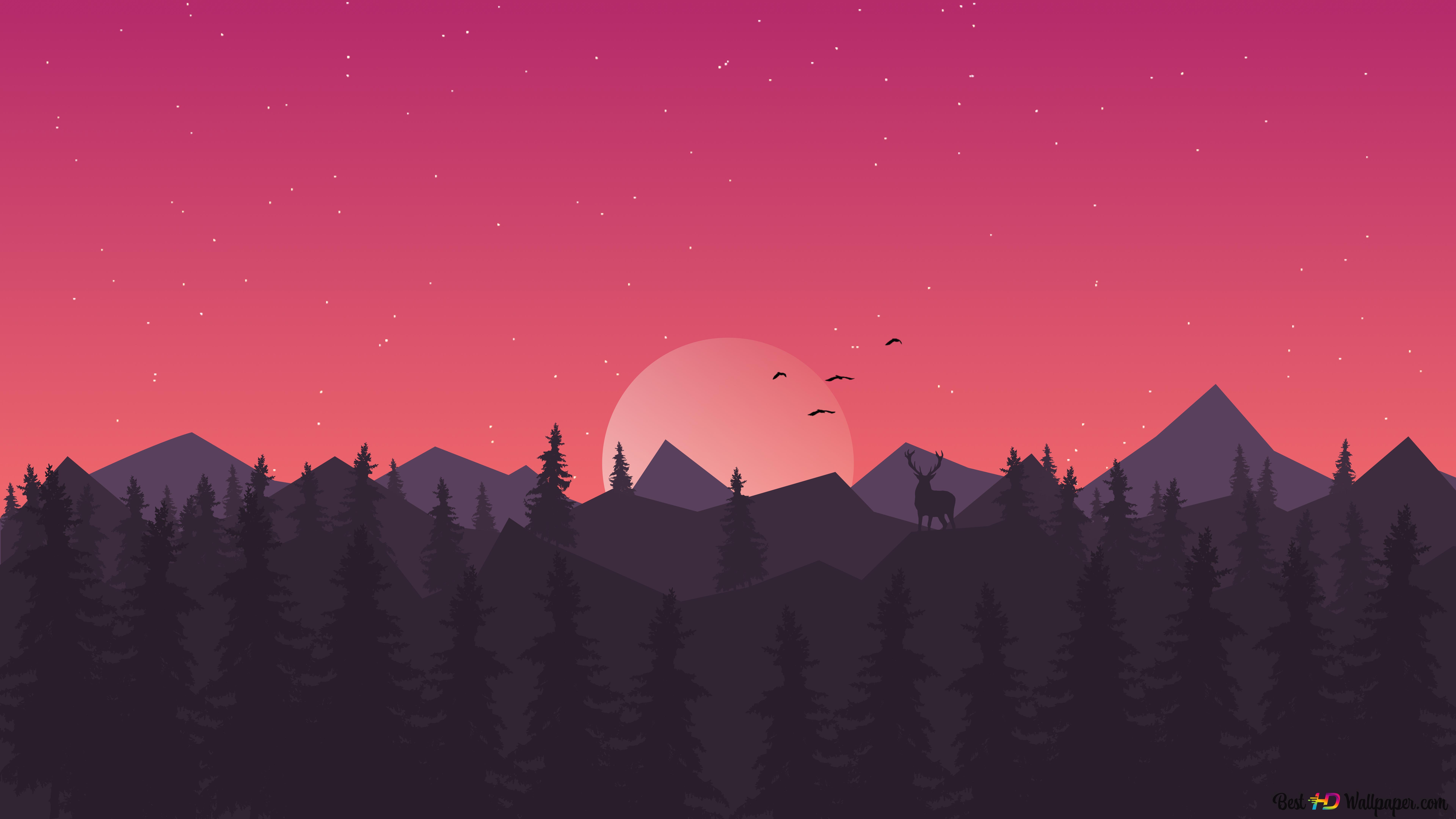 Flat Mountain Landscape 8K wallpaper