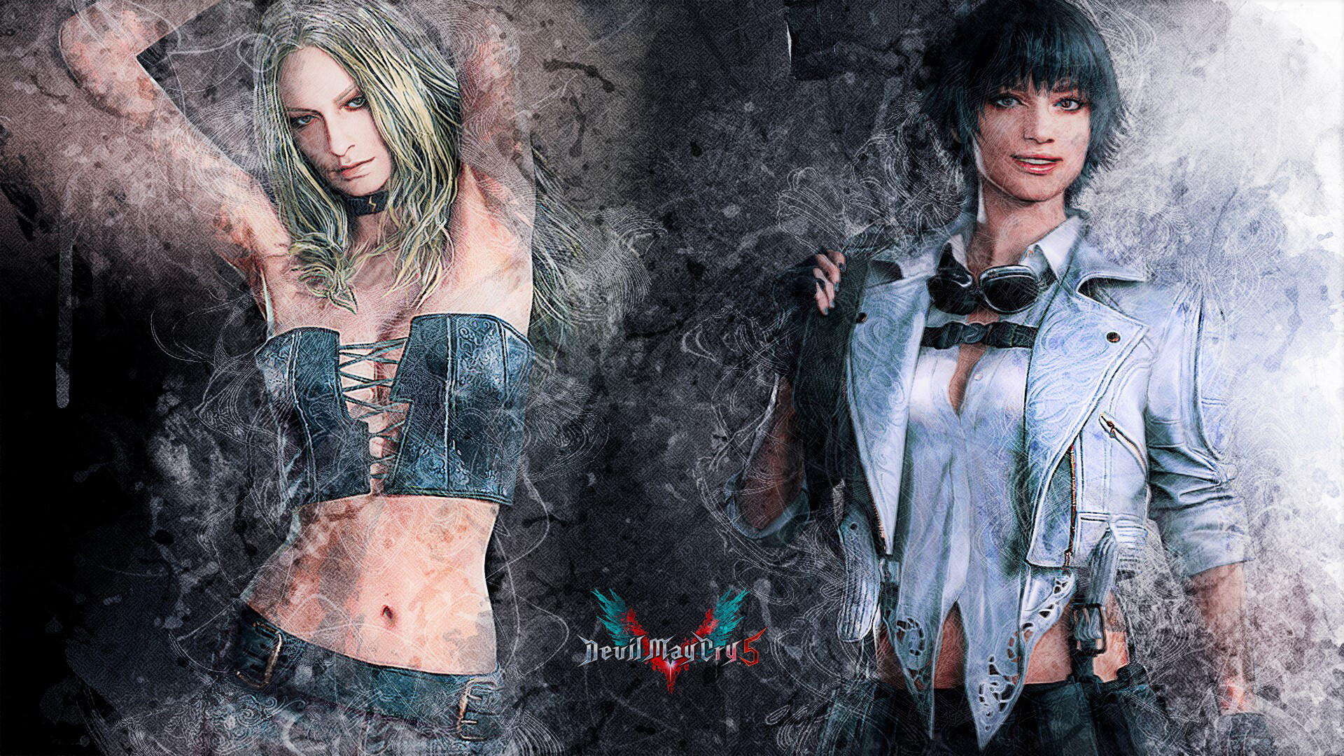 Philip Castillo May Cry 5 Trish and Lady in Brush ink filter