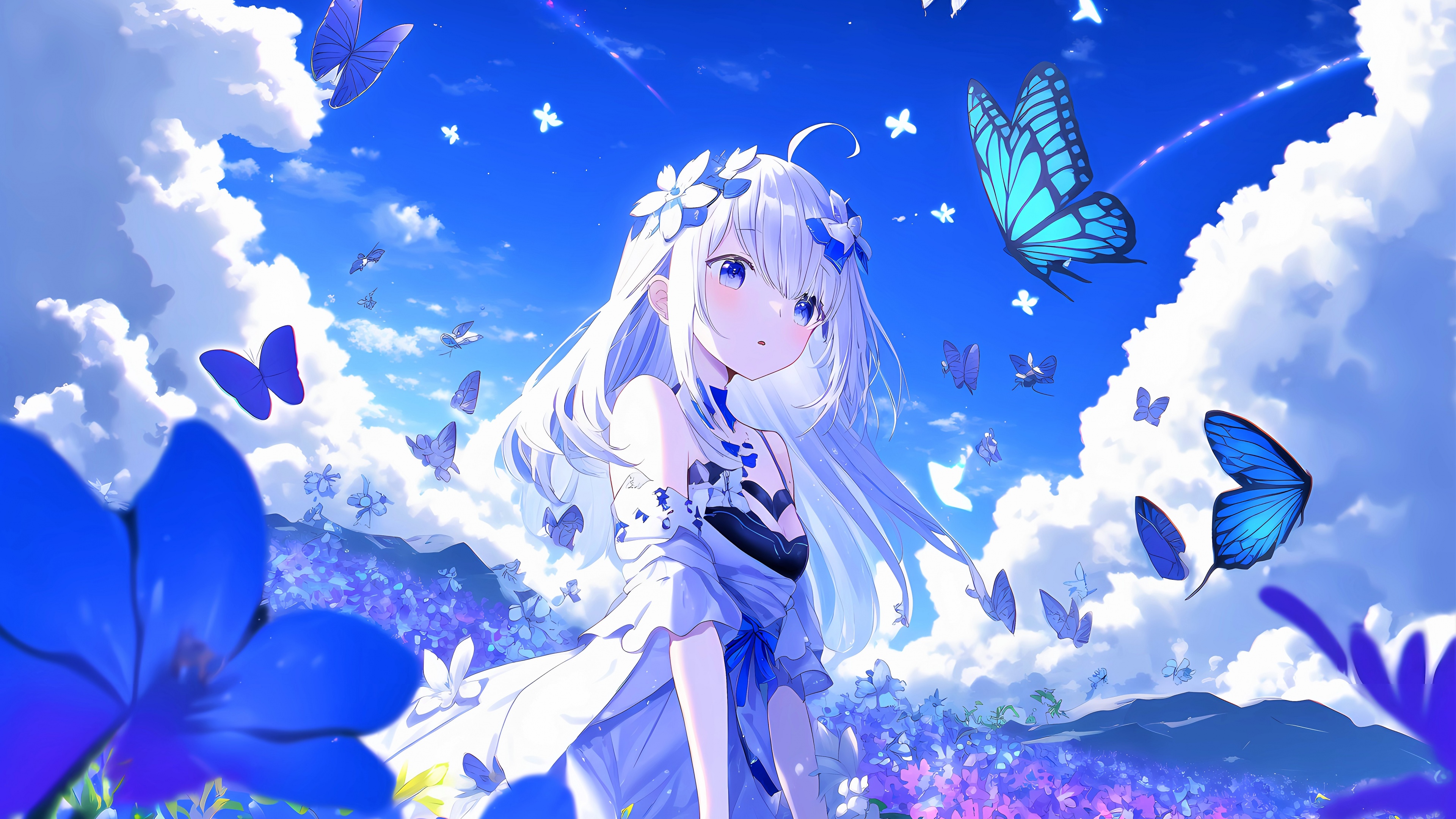 Anime girl horizon polychromatic ocean blue Anime HD wallpaper   Peakpx