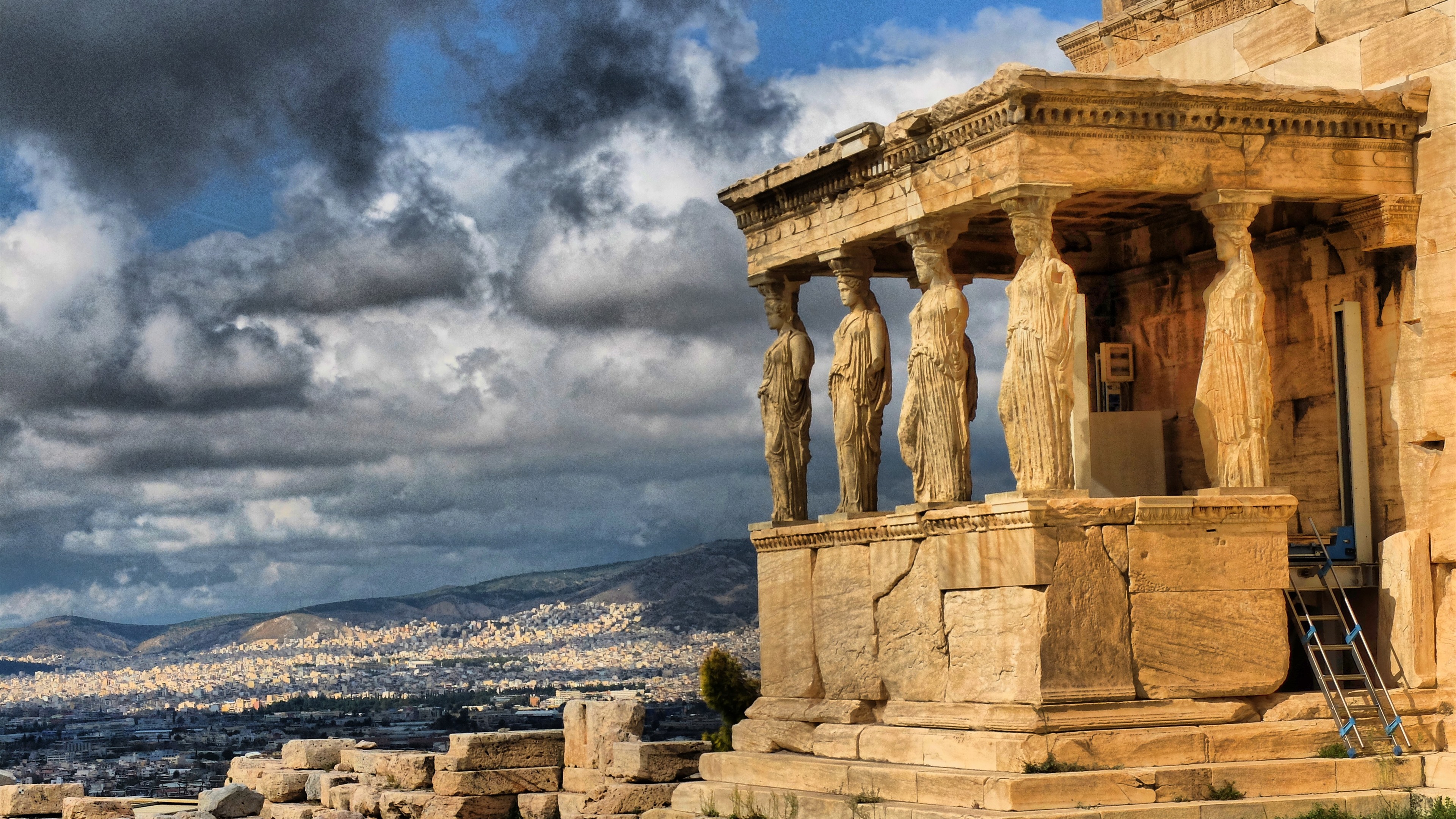 Wallpaper Greece, palace, ruins, clouds 3840x2160 UHD 4K Picture, Image