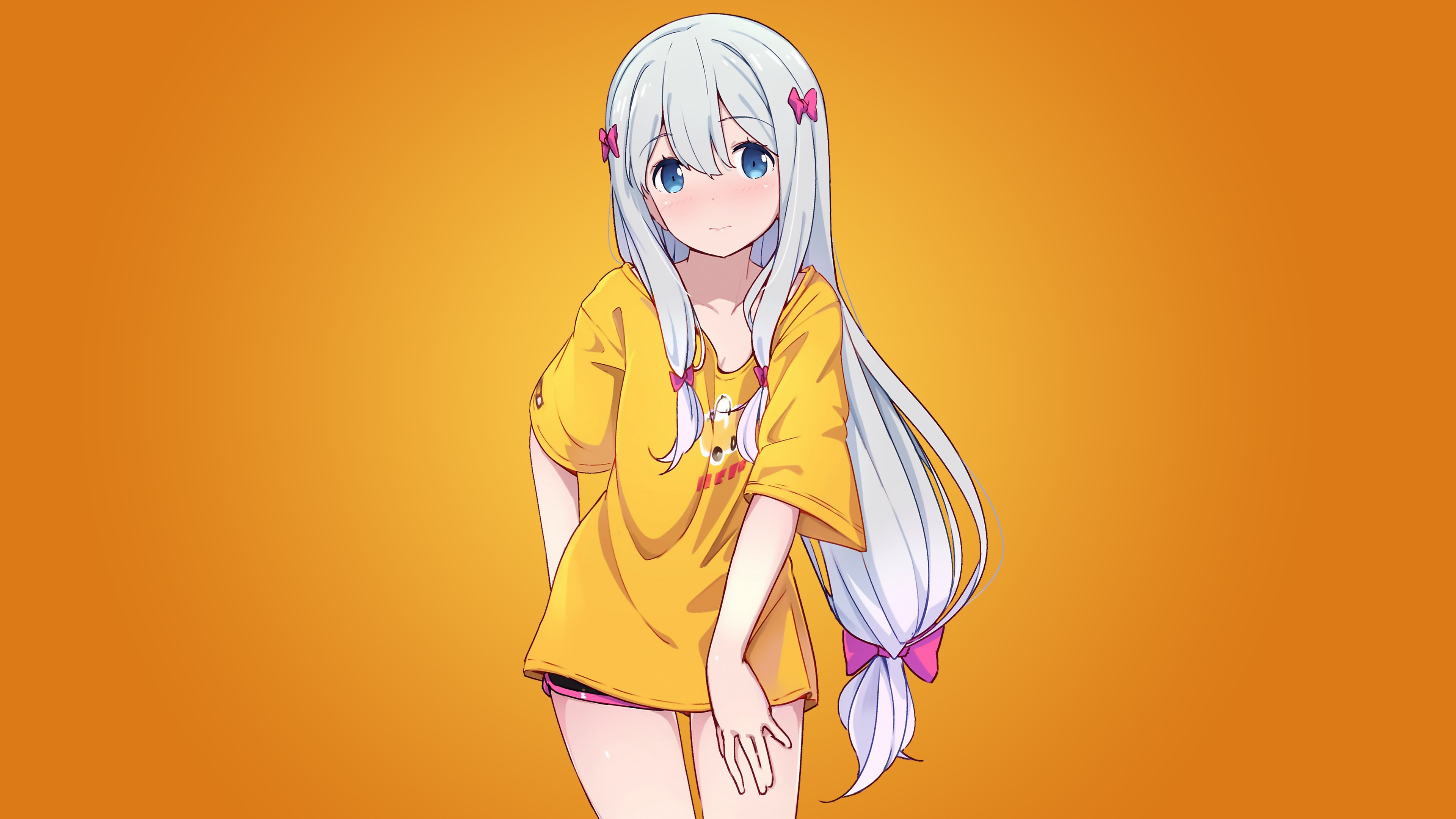 anime girl, anime, hd, 4k, yellow