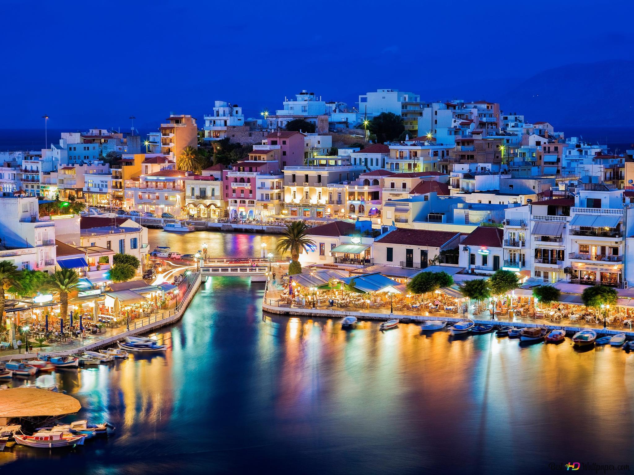 Crete at night, Greece 4K wallpaper