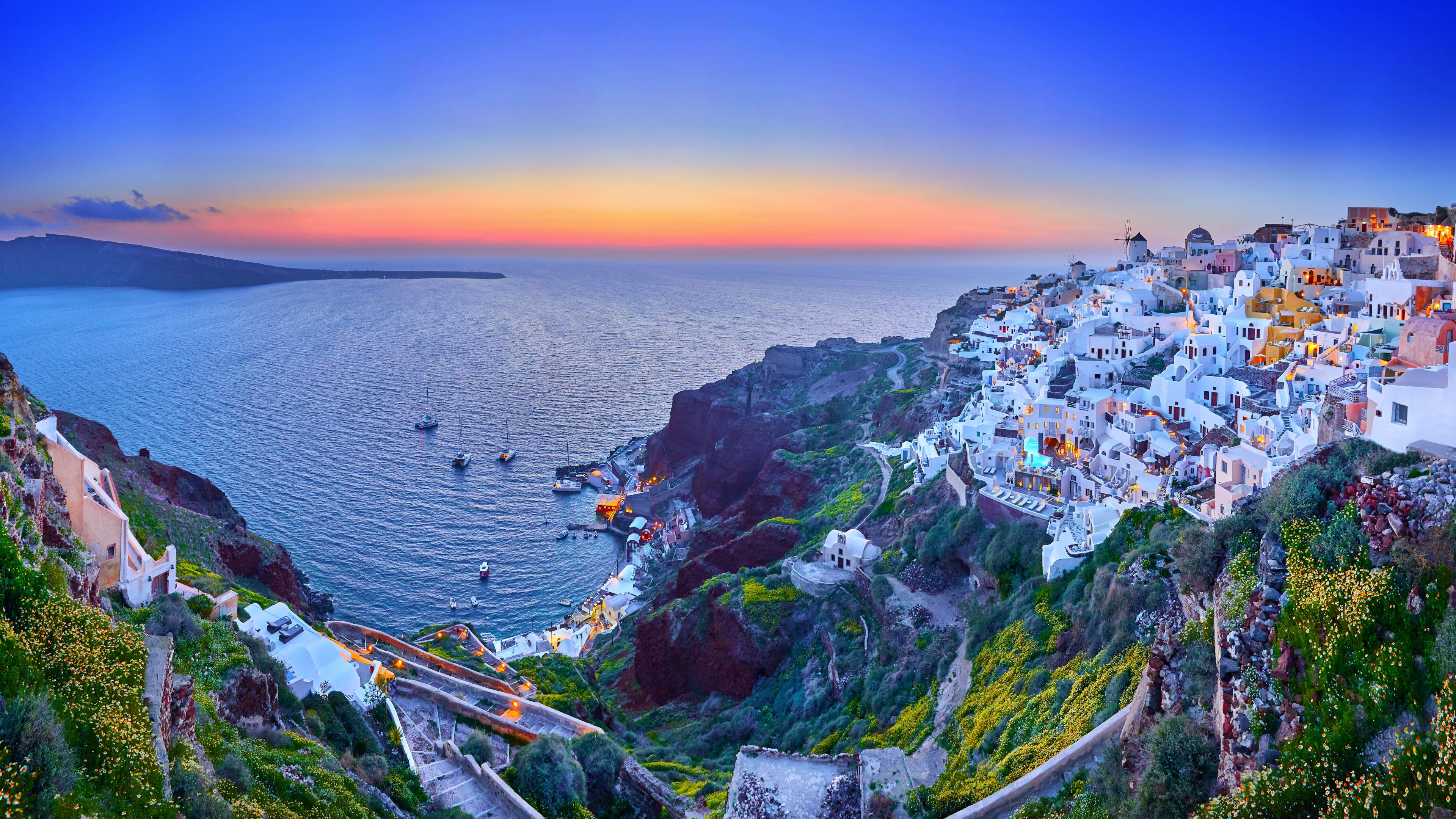 Santorini Island Wallpaper 4K, Thira