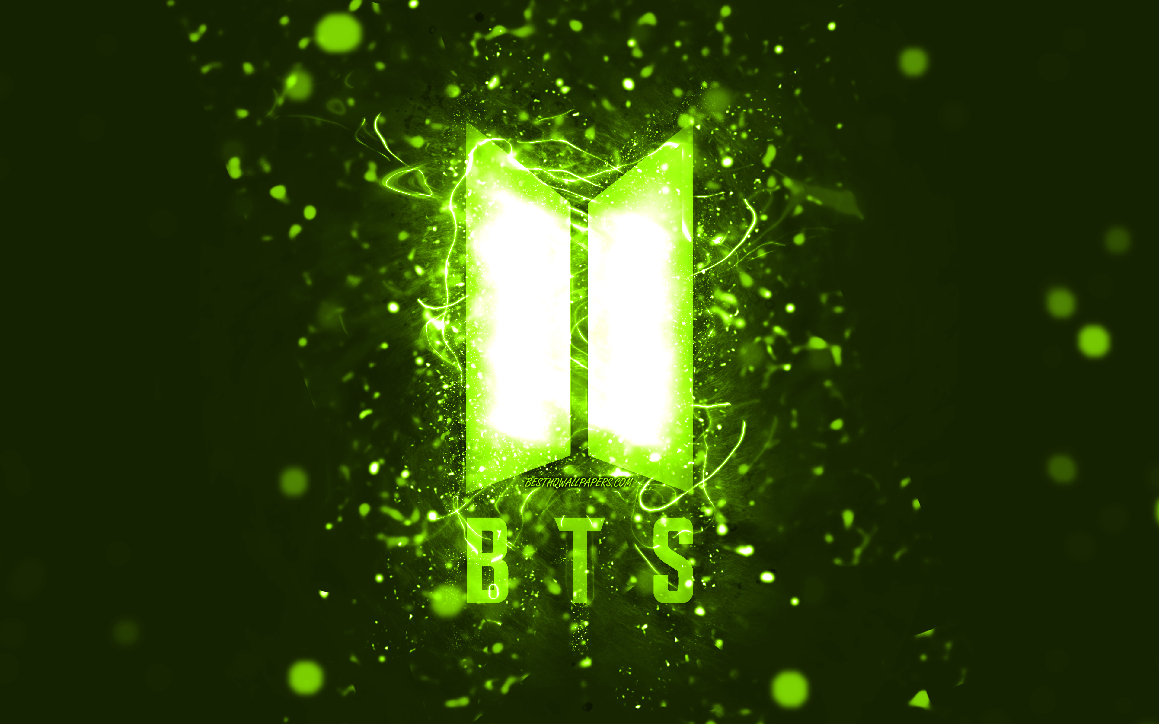Download wallpaper BTS lime logo, 4k
