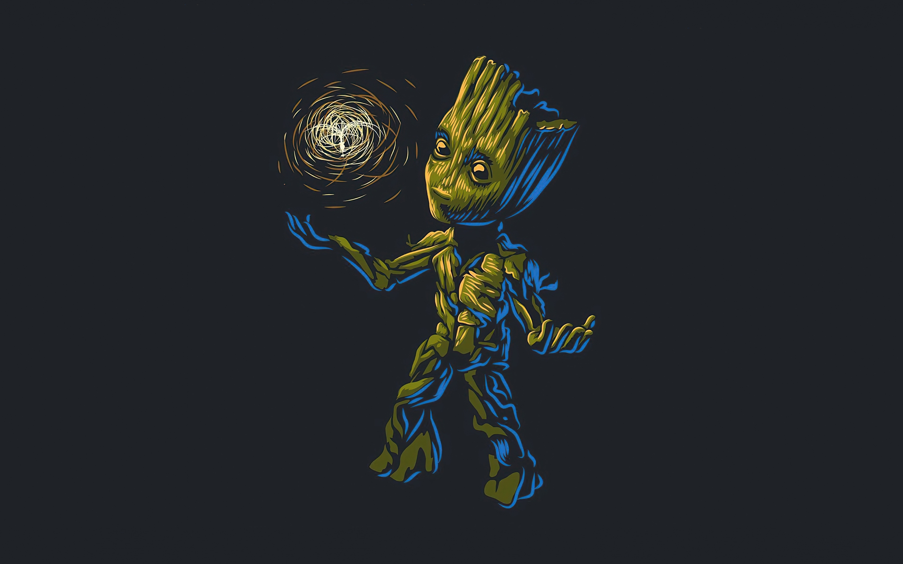 wallpaper 3840x2400 baby groot, play