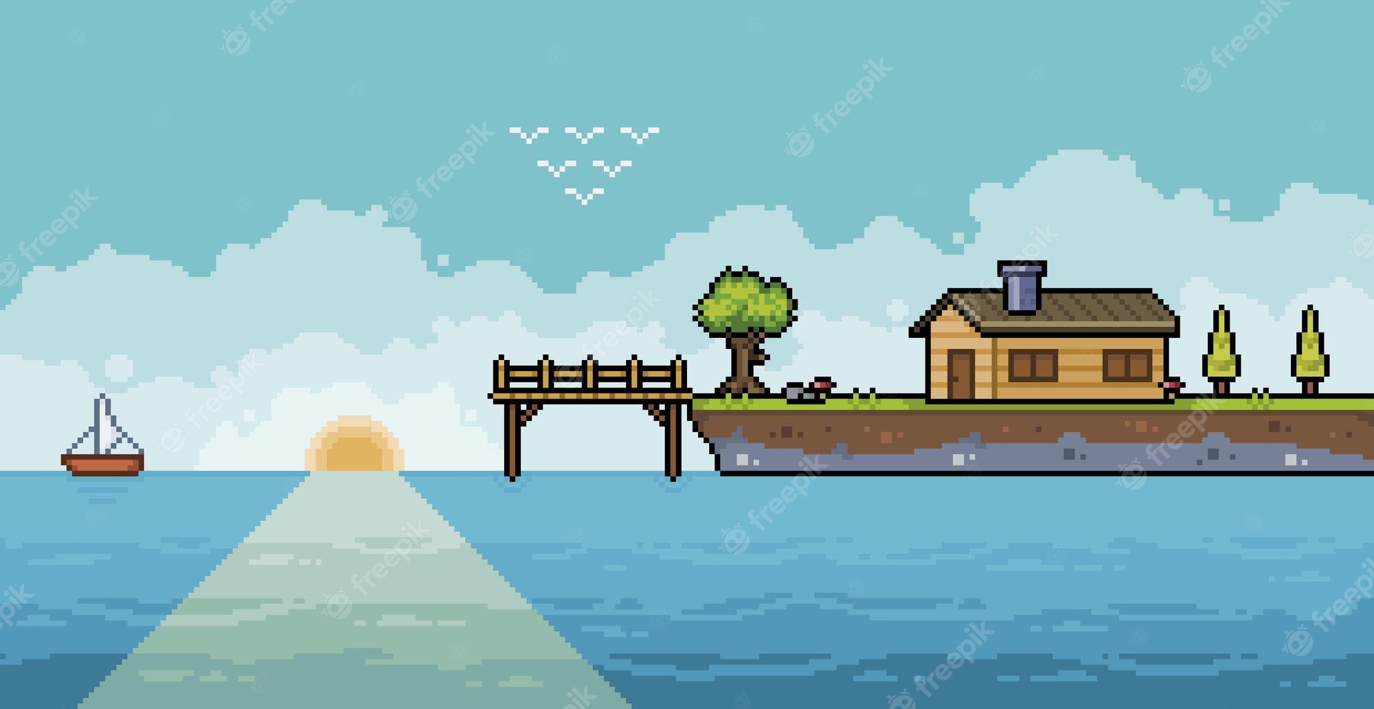 Pixel Art Ocean Image Download