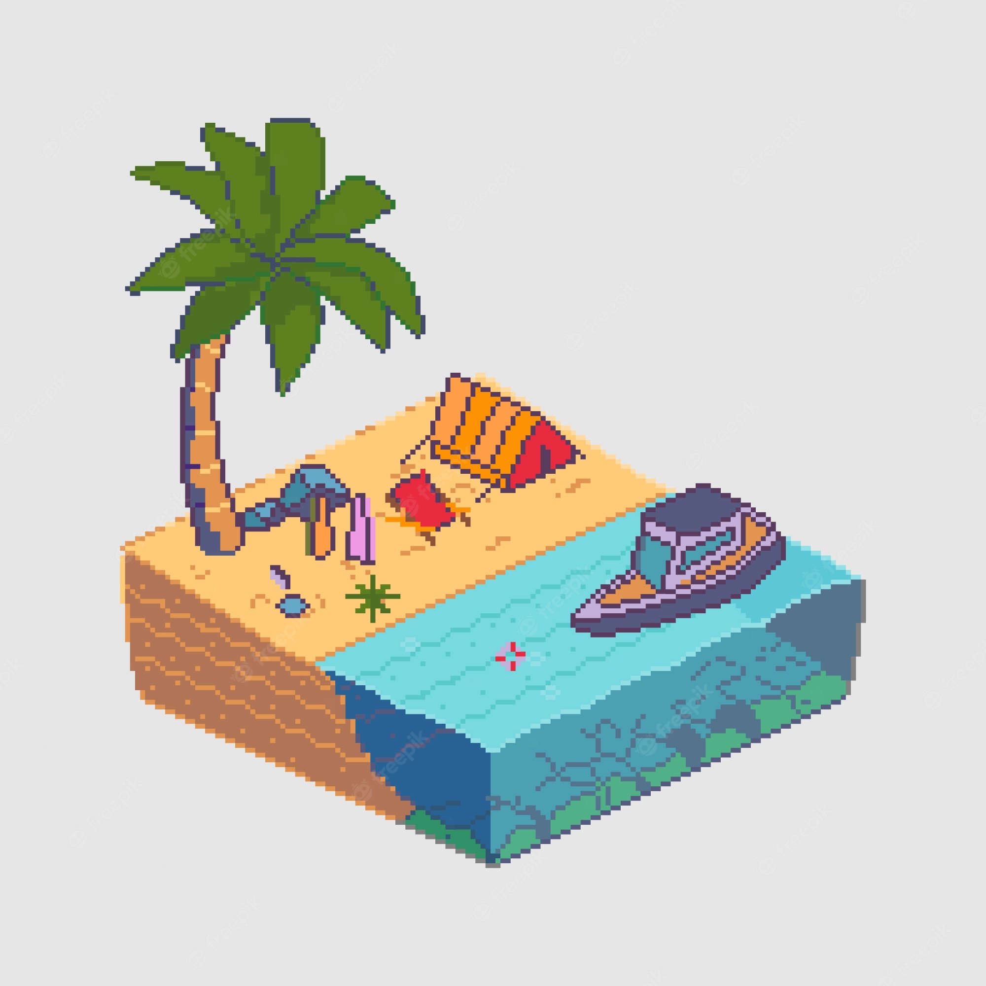 Pixel Art Beach Image Download