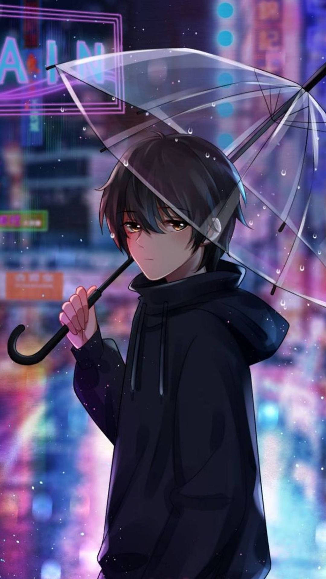 Download Clear Umbrella Of Anime Boy