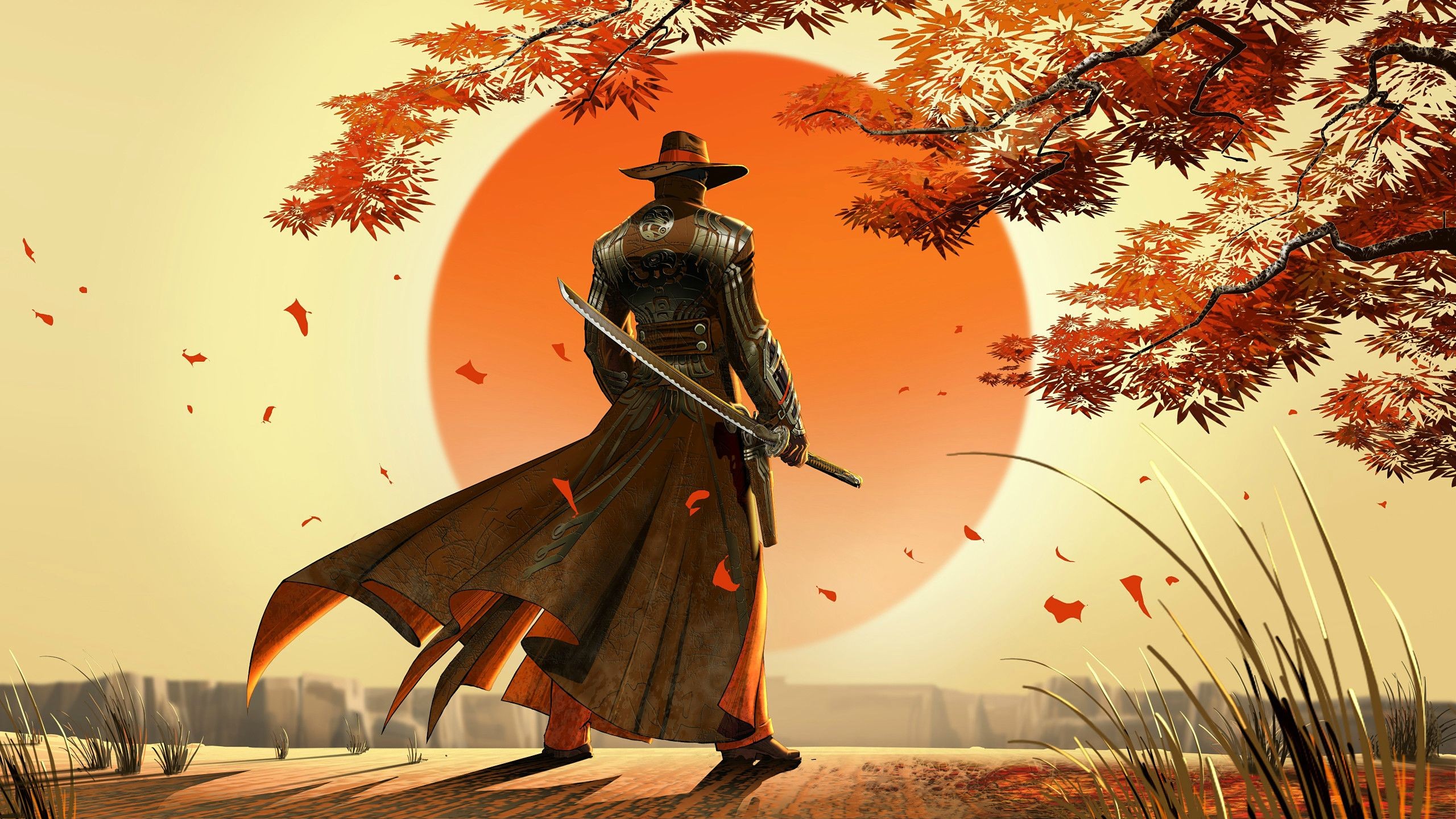 Sun, katana, sword