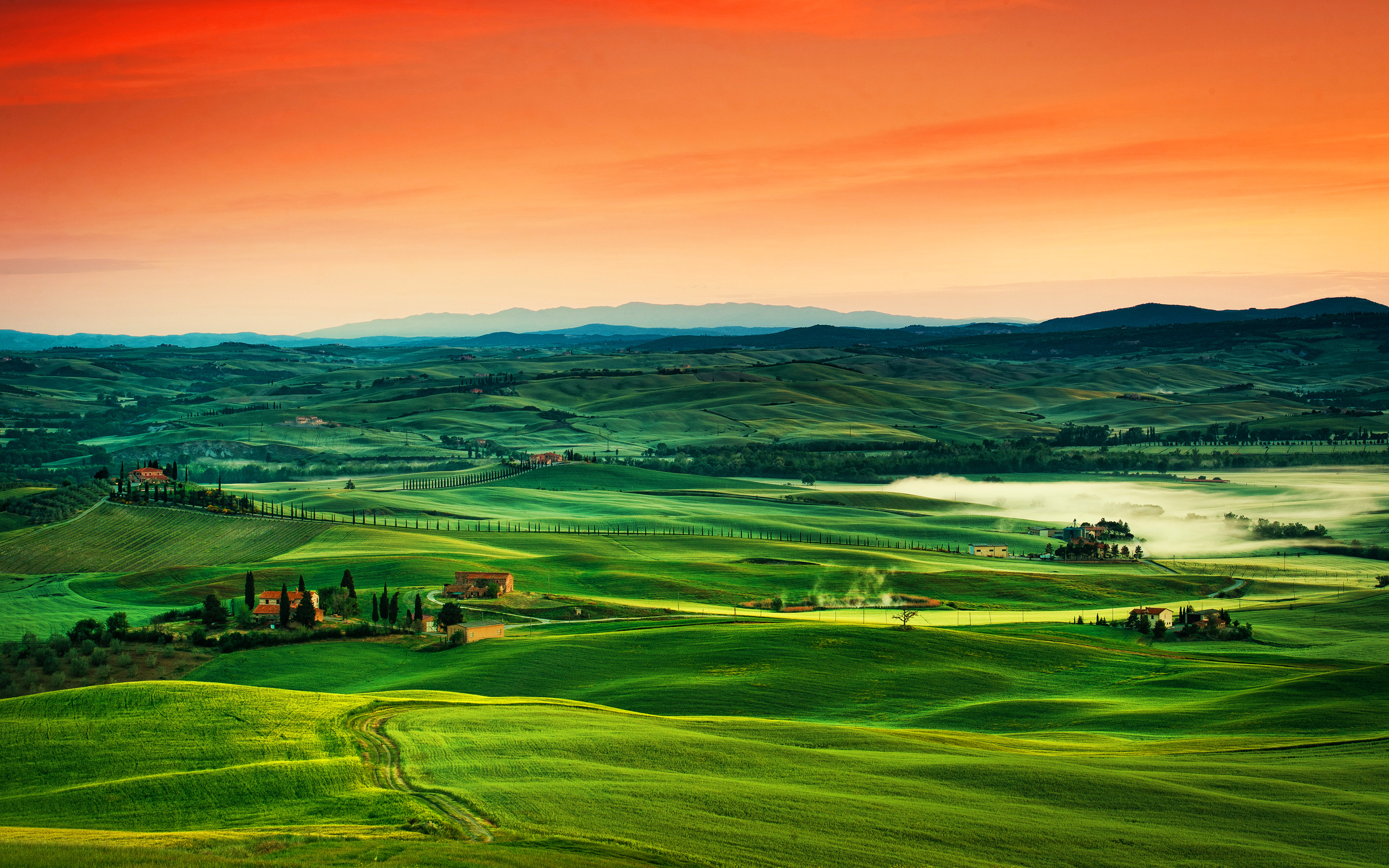 Download wallpaper Tuscany, 4k, sunset