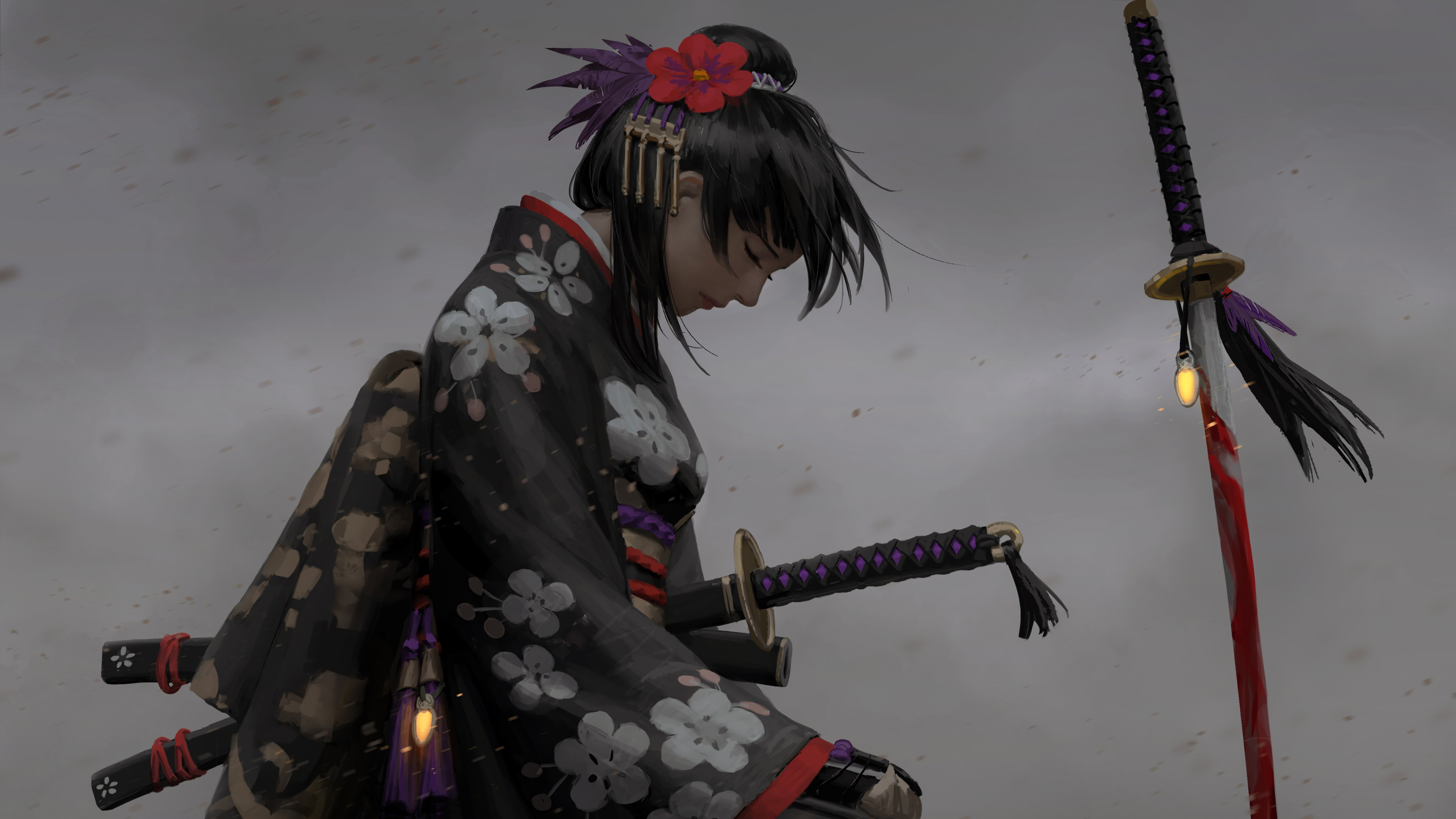 Girl, Katana, Fantasy, 4K