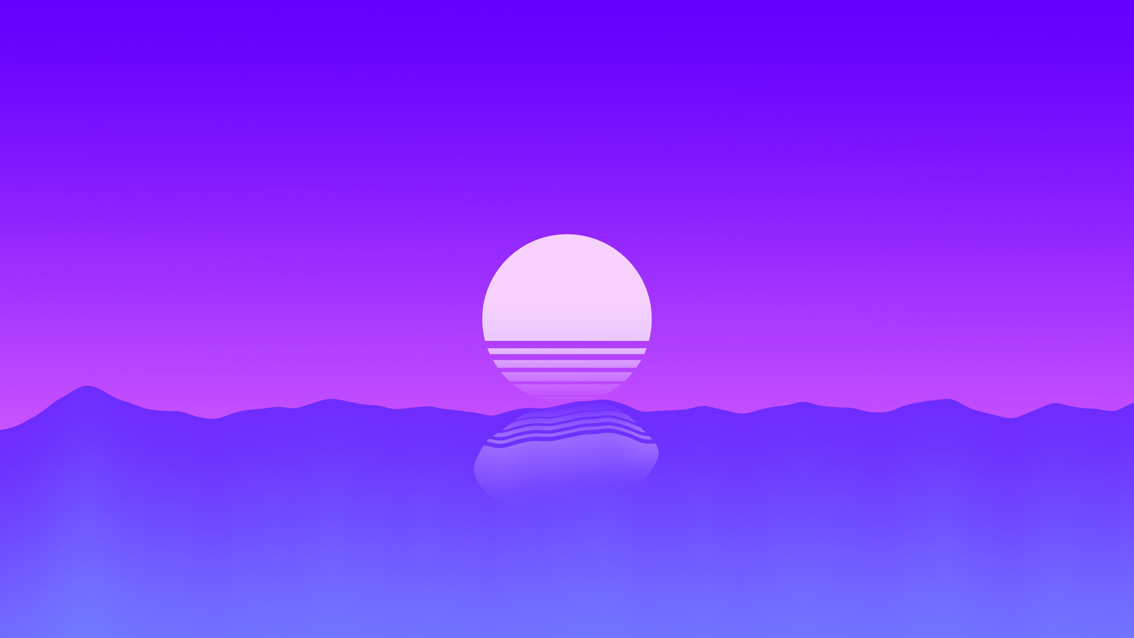 Purple Sunset Minimal 4K Wallpaper