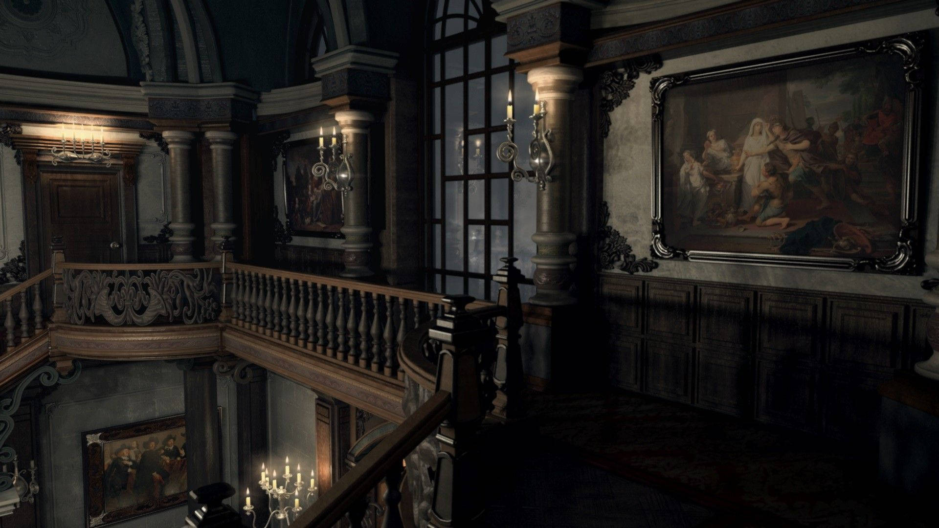 Download Dark Academia Mansion Hall Wallpaper